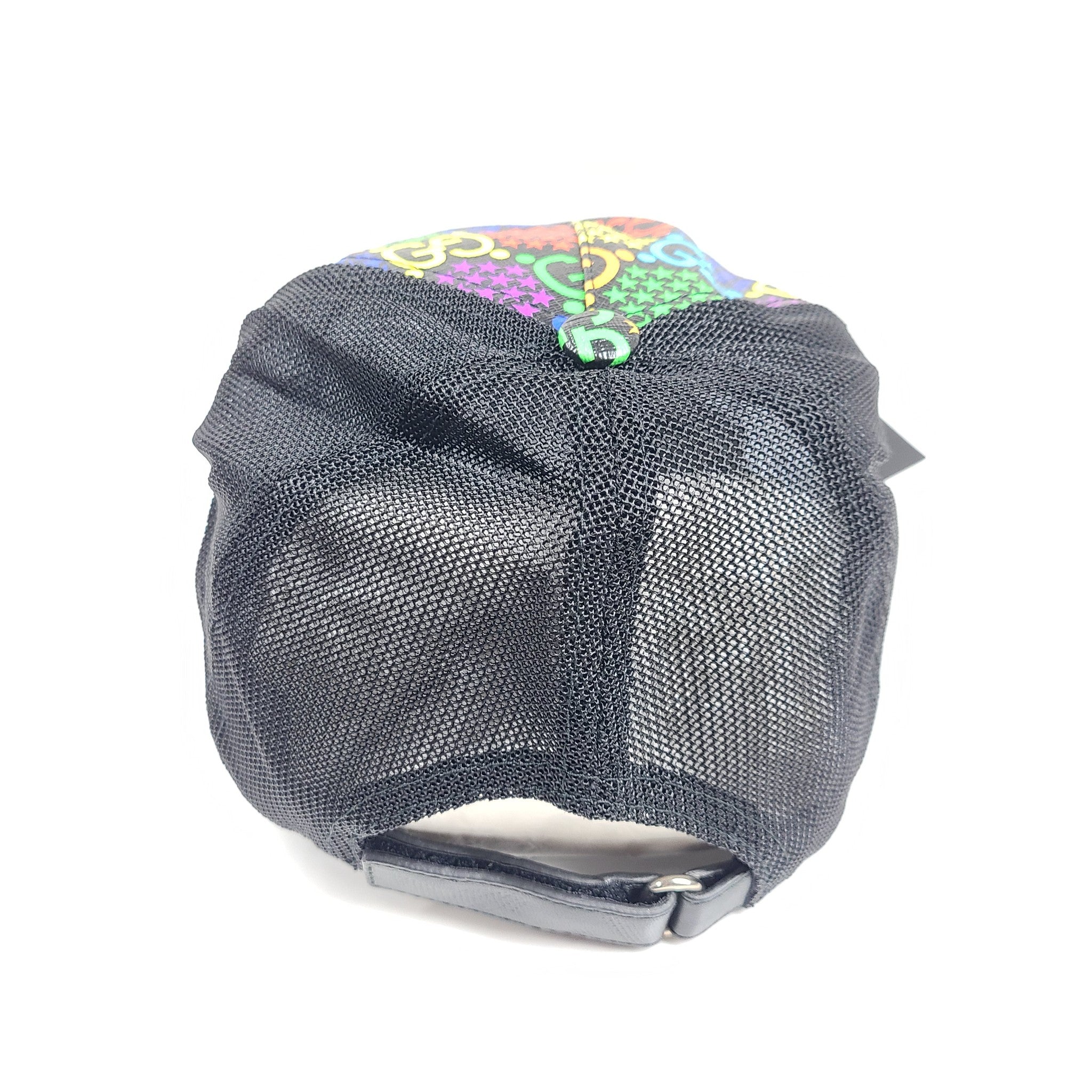Gucci Psychedelic GG Rainbow Monogram Baseball Hat 601253 Black Multicolor Sz L