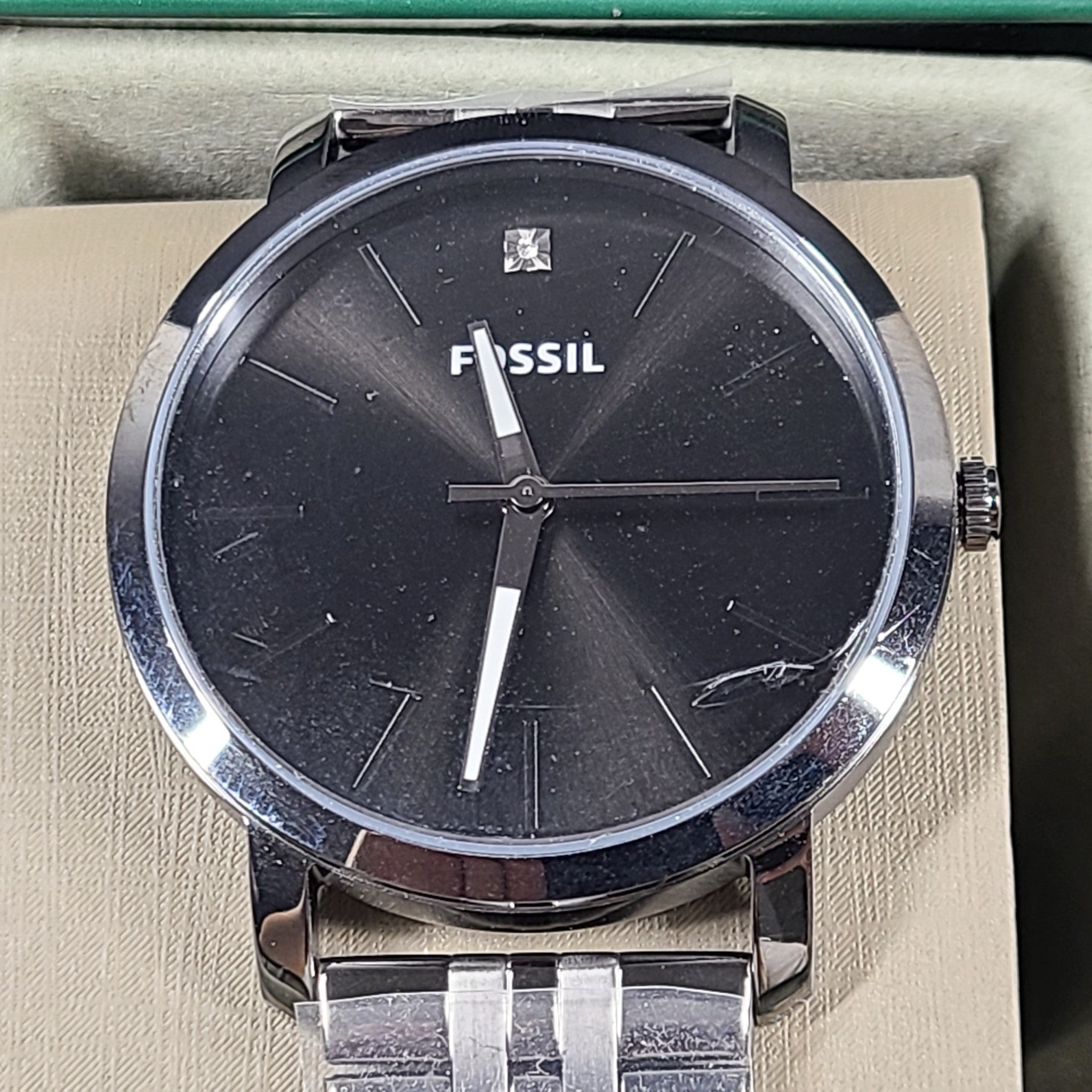 Fossil Men's Lux Luther Three-Hand Smoke Stainless Steel Watch BQ2419 Gift Box