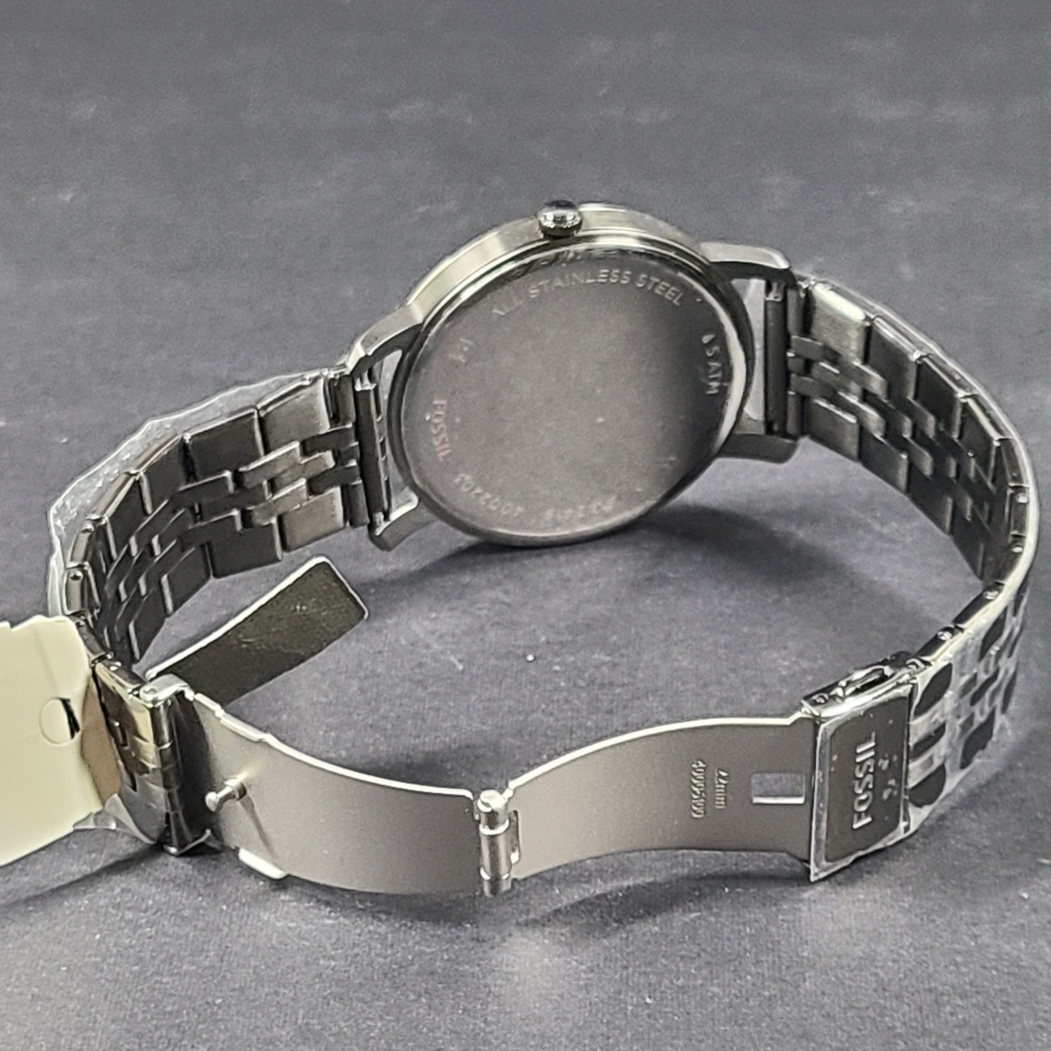 Fossil Men's Lux Luther Three-Hand Smoke Stainless Steel Watch BQ2419 Gift Box