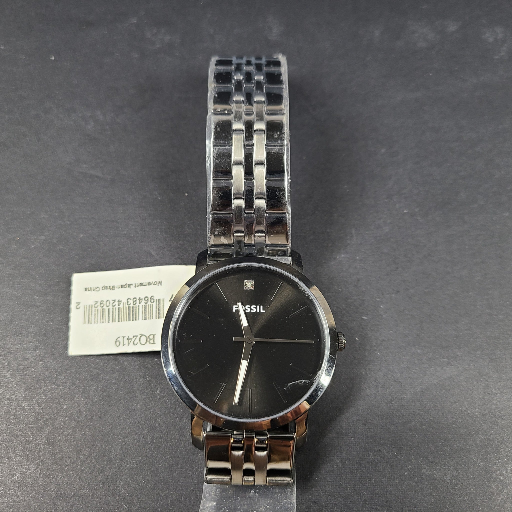 Fossil Men's Lux Luther Three-Hand Smoke Stainless Steel Watch BQ2419 Gift Box