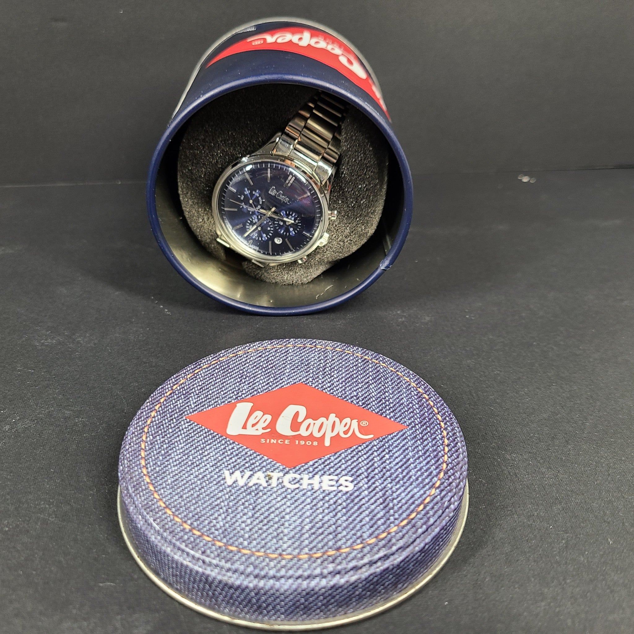 Lee Cooper Men's Multifunction Blue Dial Silver Bracelet Watch LC06295.390