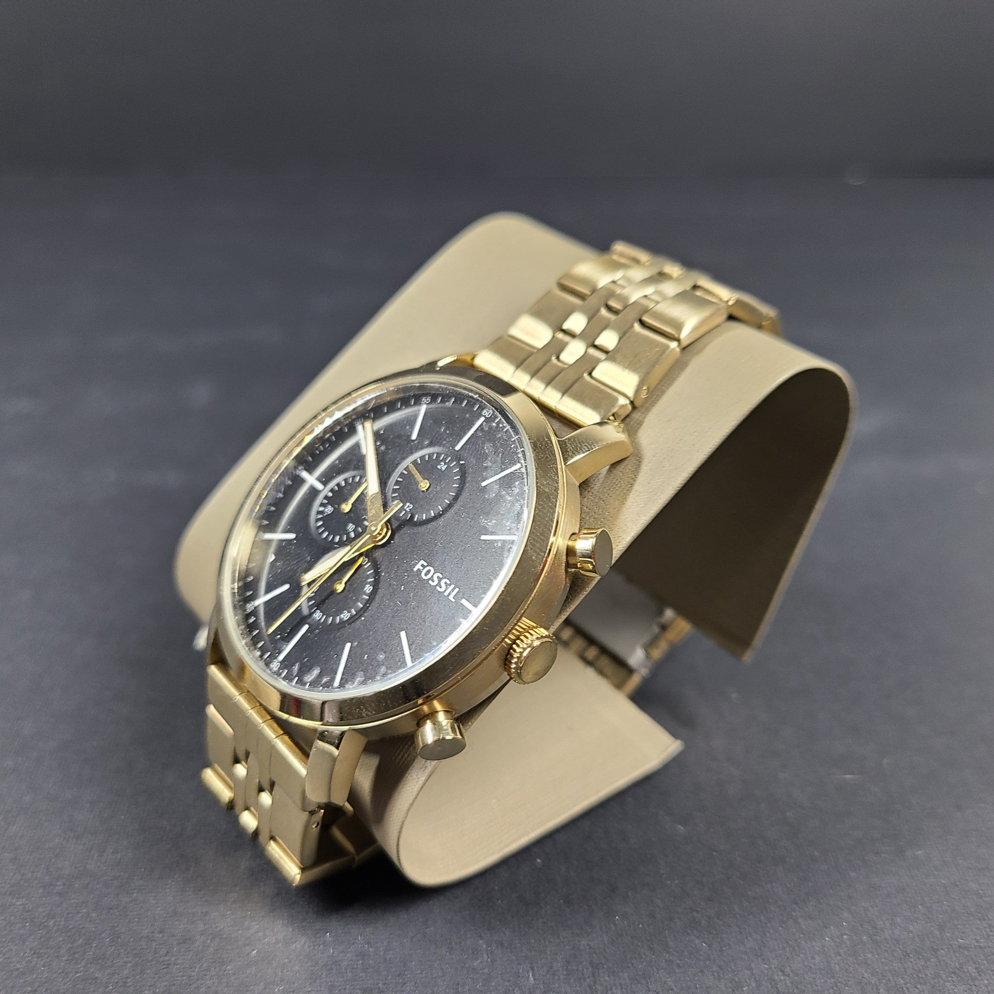 Fossil Men's Luther Chronograph Gold-Tone Stainless Steel Watch BQ2329 Gift Box