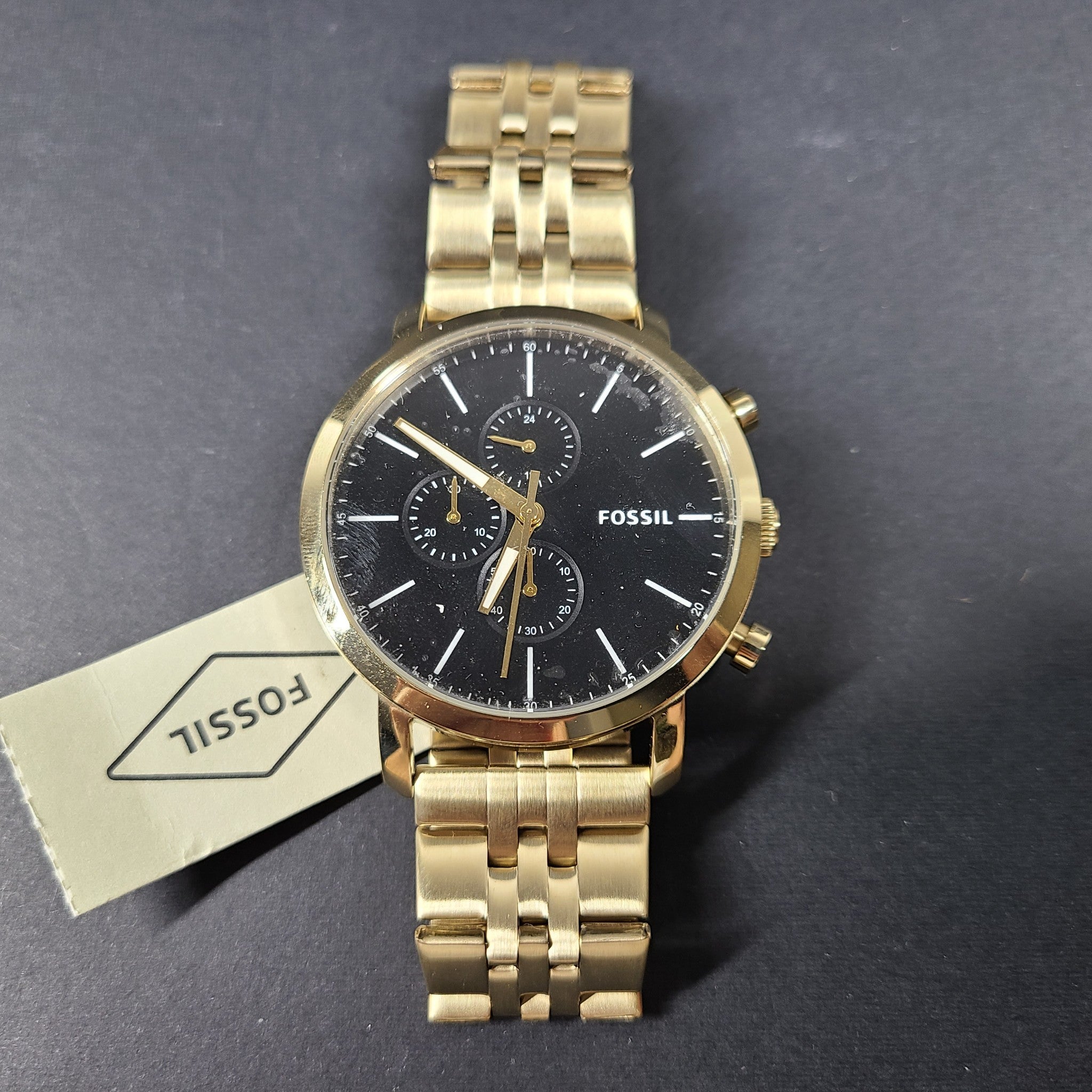 Fossil Men's Luther Chronograph Gold-Tone Stainless Steel Watch BQ2329 Gift Box