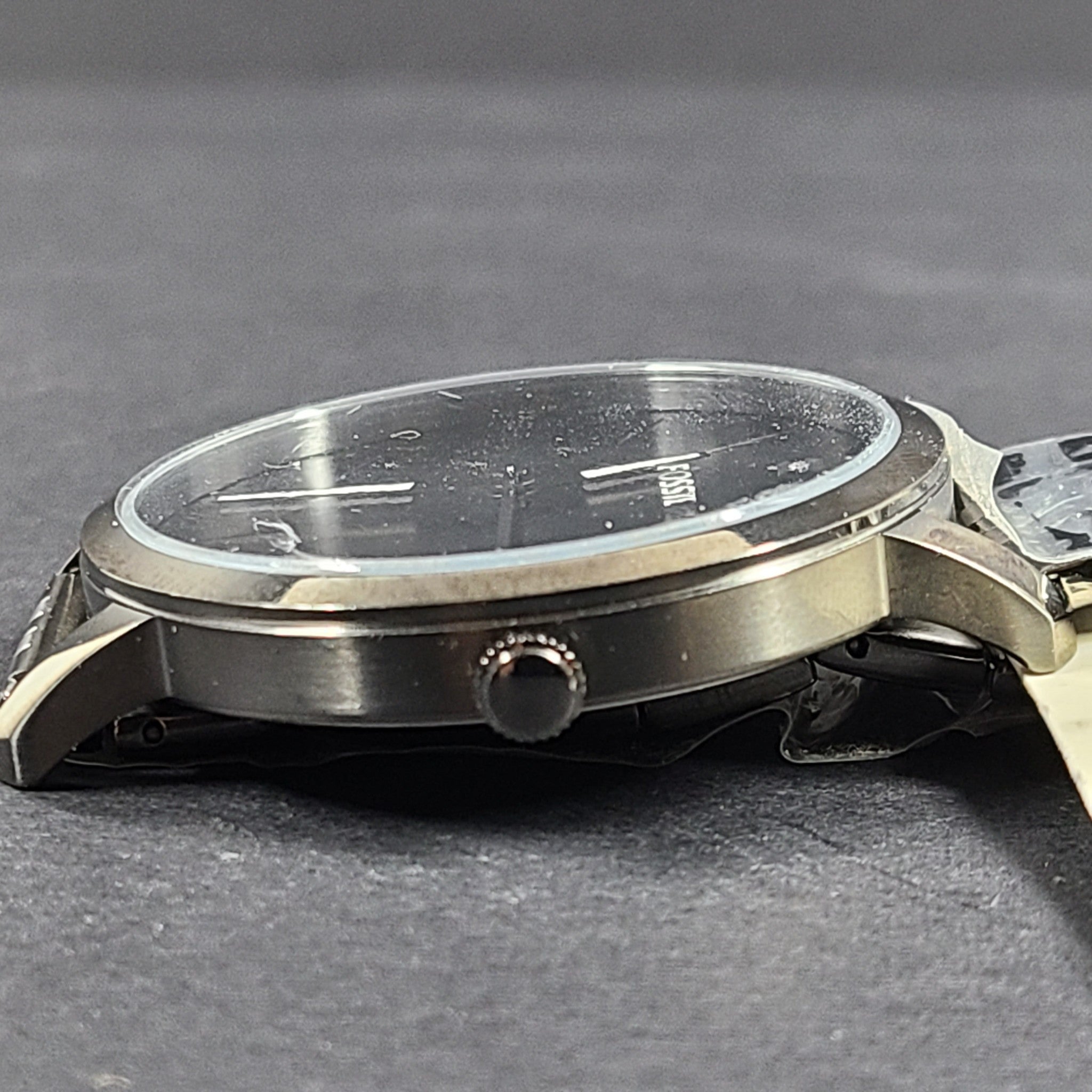Fossil Men's Lux Luther Three-Hand Smoke Stainless Steel Watch BQ2419 Gift Box