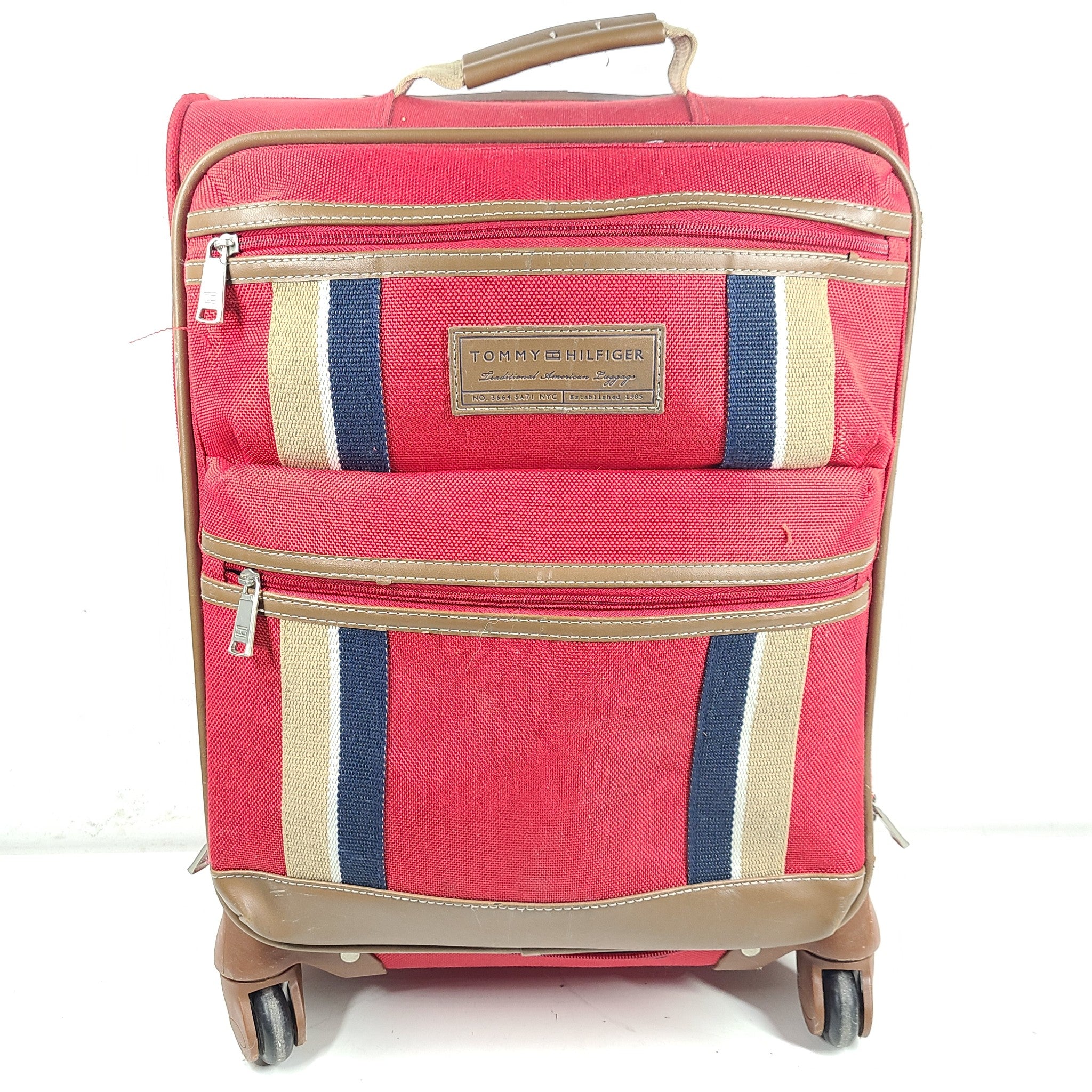 Tommy Hilfiger 21" Scout 4.0 Spinner Carry On Softshell Cabin Luggage Red