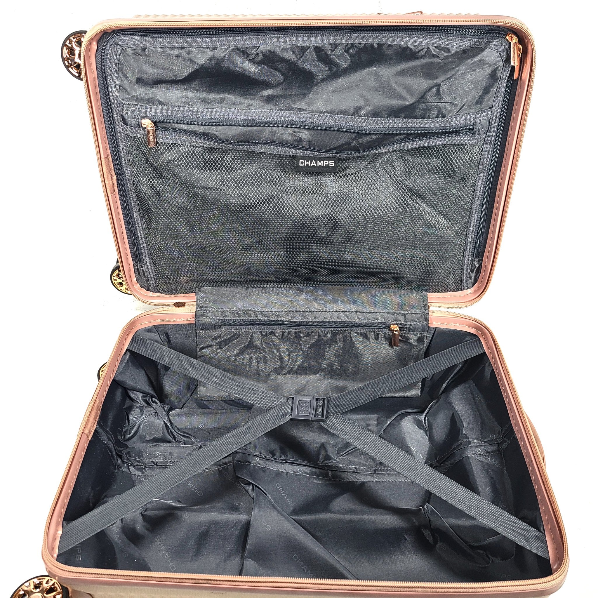 Champs Legacy Collection 21" Spinner Carry-On Hardcase Luggage Rose Gold Metalli