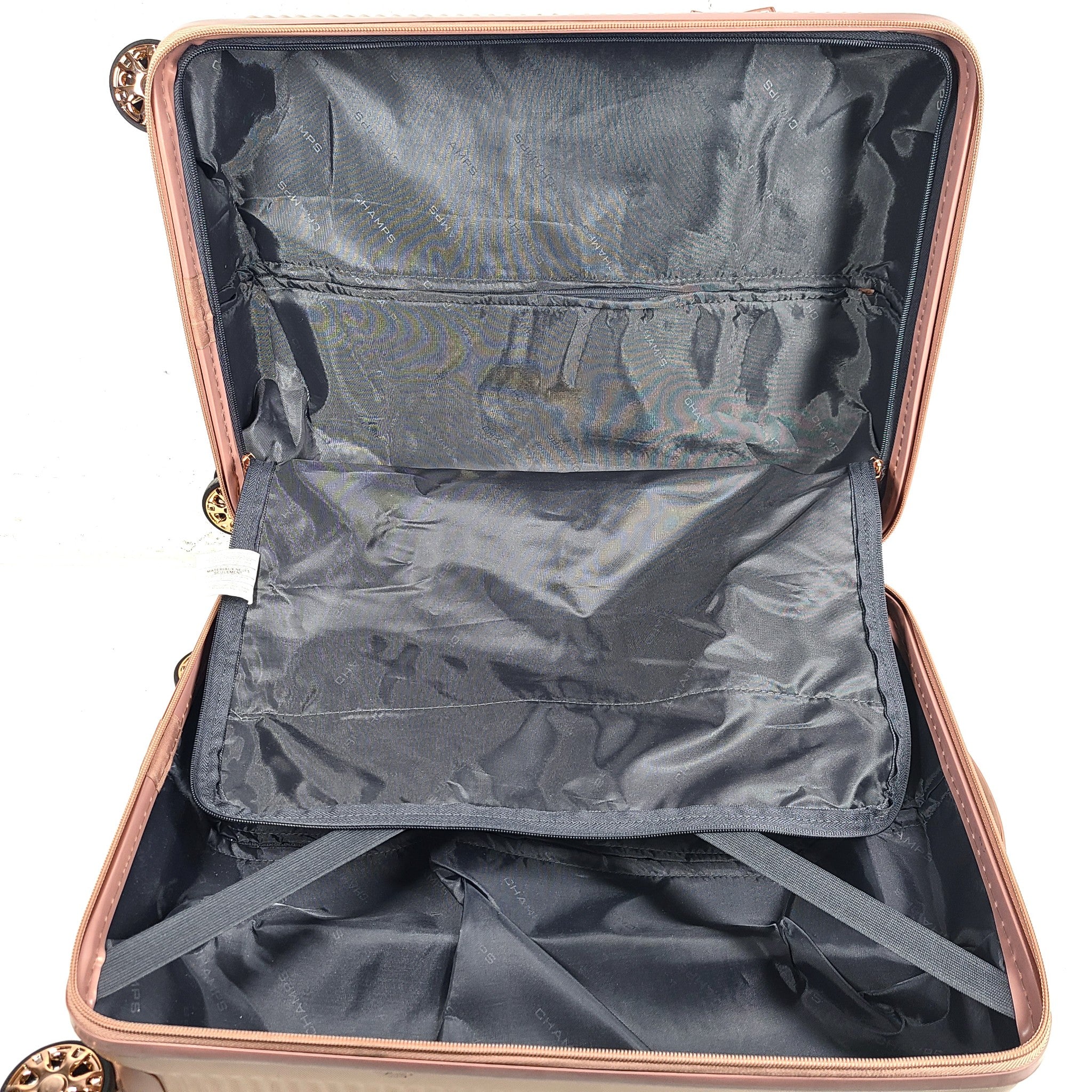 Champs Legacy Collection 21" Spinner Carry-On Hardcase Luggage Rose Gold Metalli