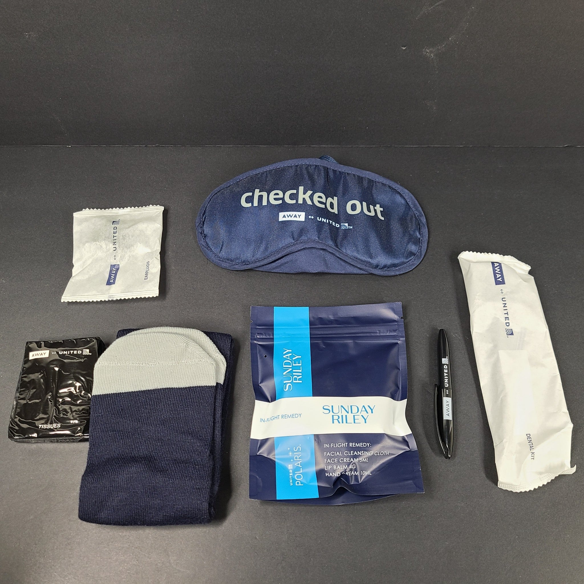 UNITED Airline Away Amenity Kit Mini Travel Bag Hardshell Blue