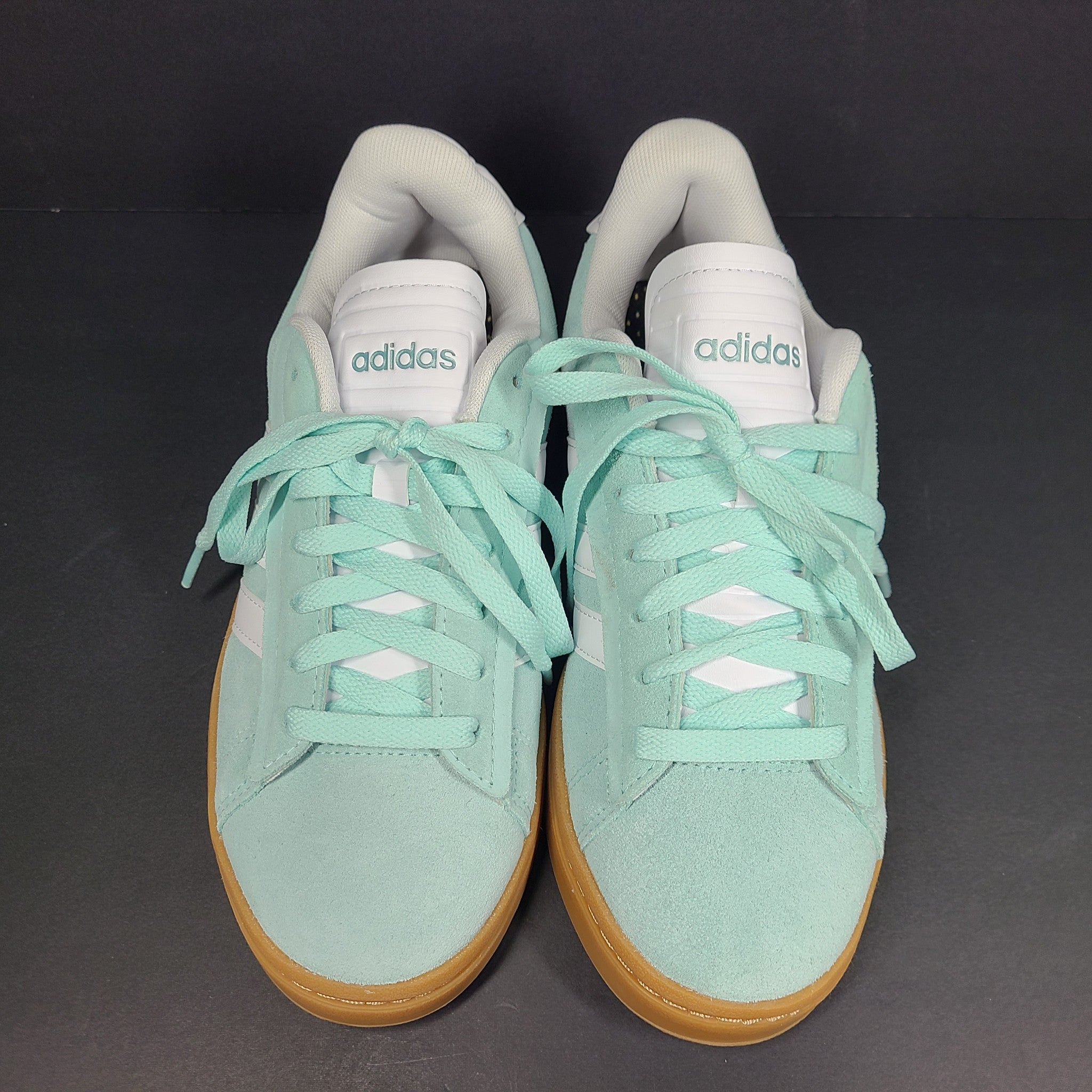Adidas Women's Grand Court Alpha Leather Suede Sneakers ID8860 Aqua Mint Sz 8.5