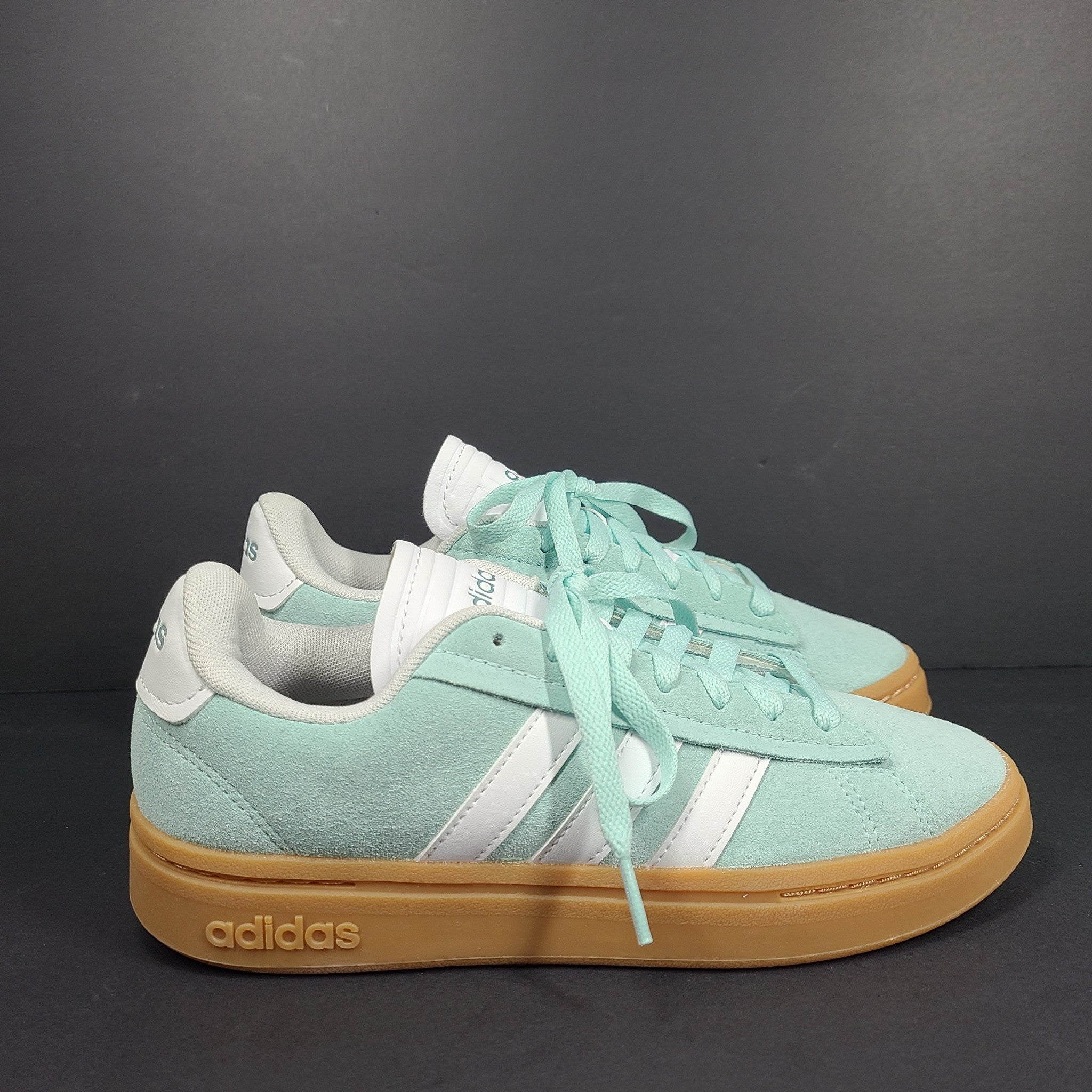 Adidas Women's Grand Court Alpha Leather Suede Sneakers ID8860 Aqua Mint Sz 8.5