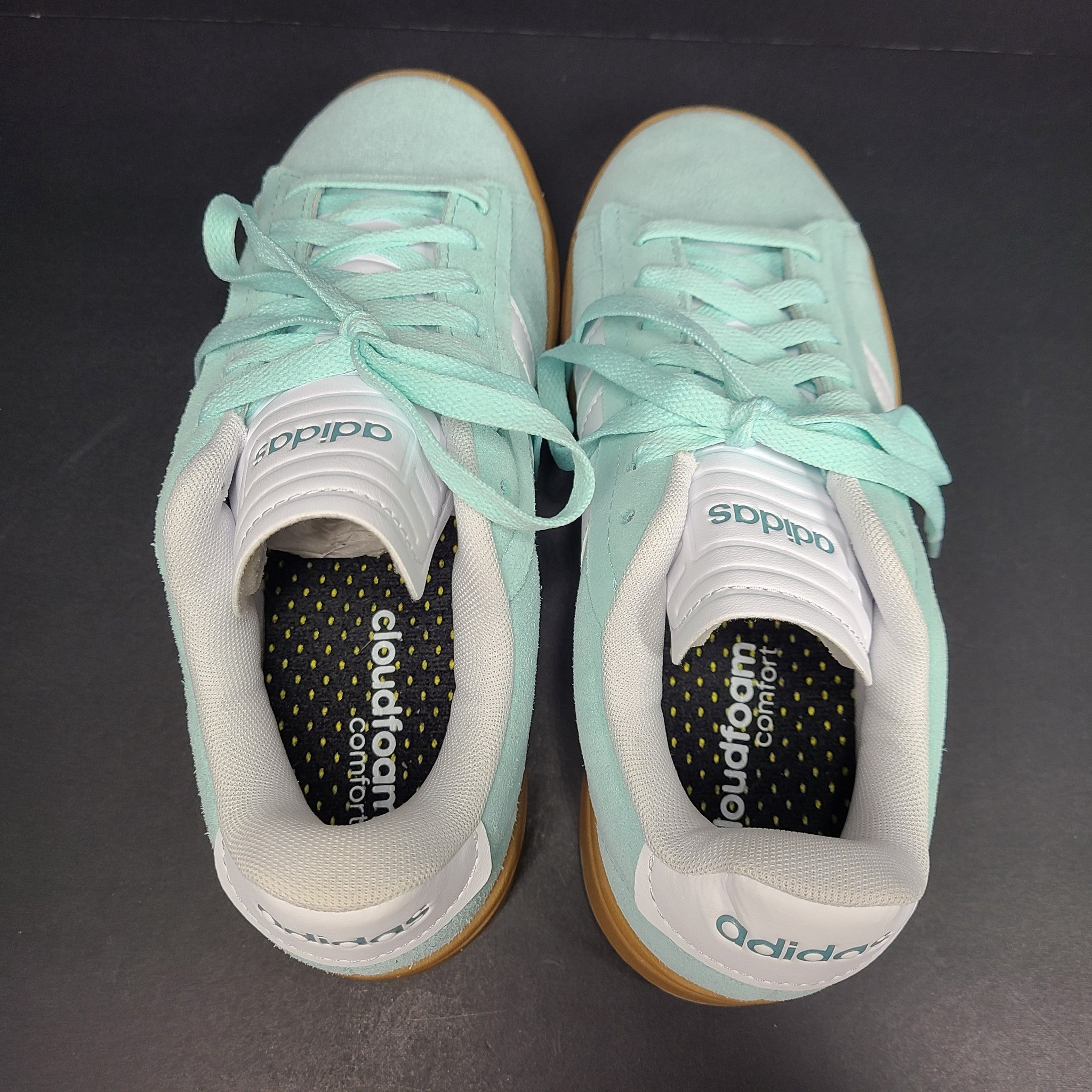 Adidas Women's Grand Court Alpha Leather Suede Sneakers ID8860 Aqua Mint Sz 8.5