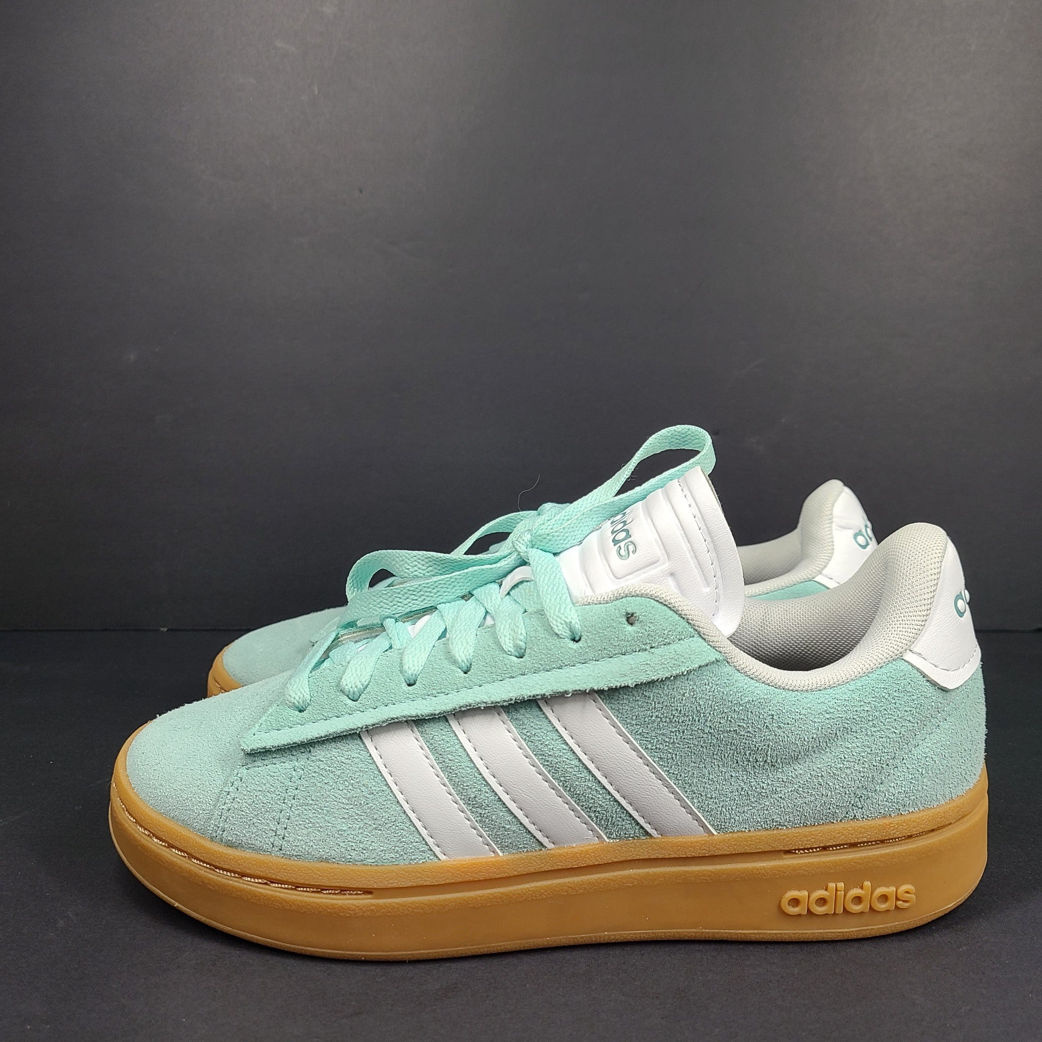 Adidas Women's Grand Court Alpha Leather Suede Sneakers ID8860 Aqua Mint Sz 8.5