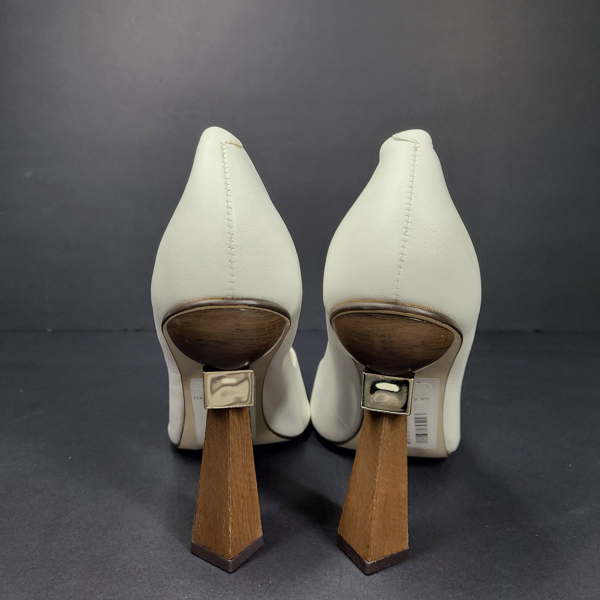 Saks Fifth Avenue Women's Geometric Triangle Heel Leather Pumps Shoes Sz 9.5