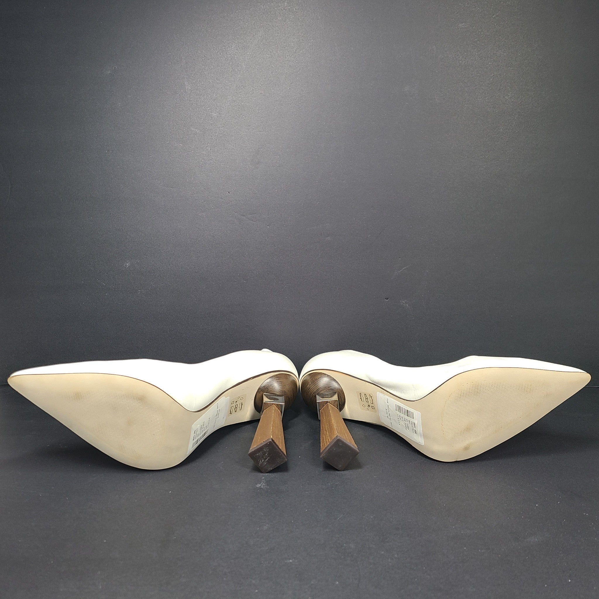 Saks Fifth Avenue Women's Geometric Triangle Heel Leather Pumps Shoes Sz 9.5