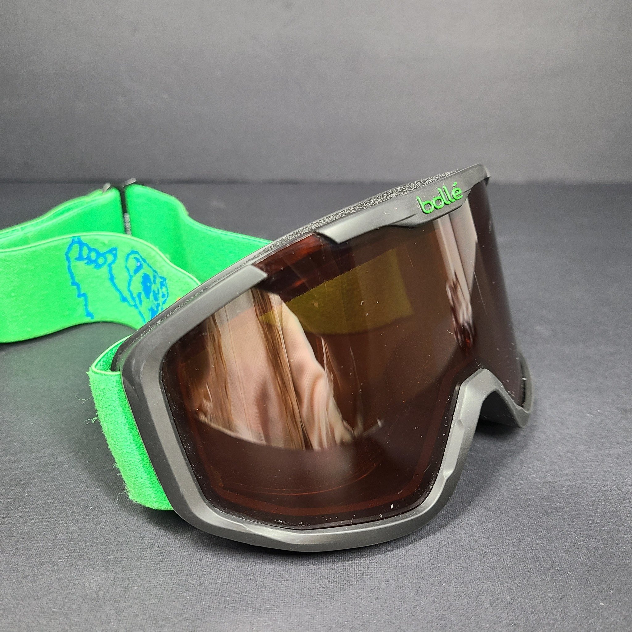 Bolle Junior Rocket Ski Googles Matte Black Bear Frame Green & Rosy Bronze Lens
