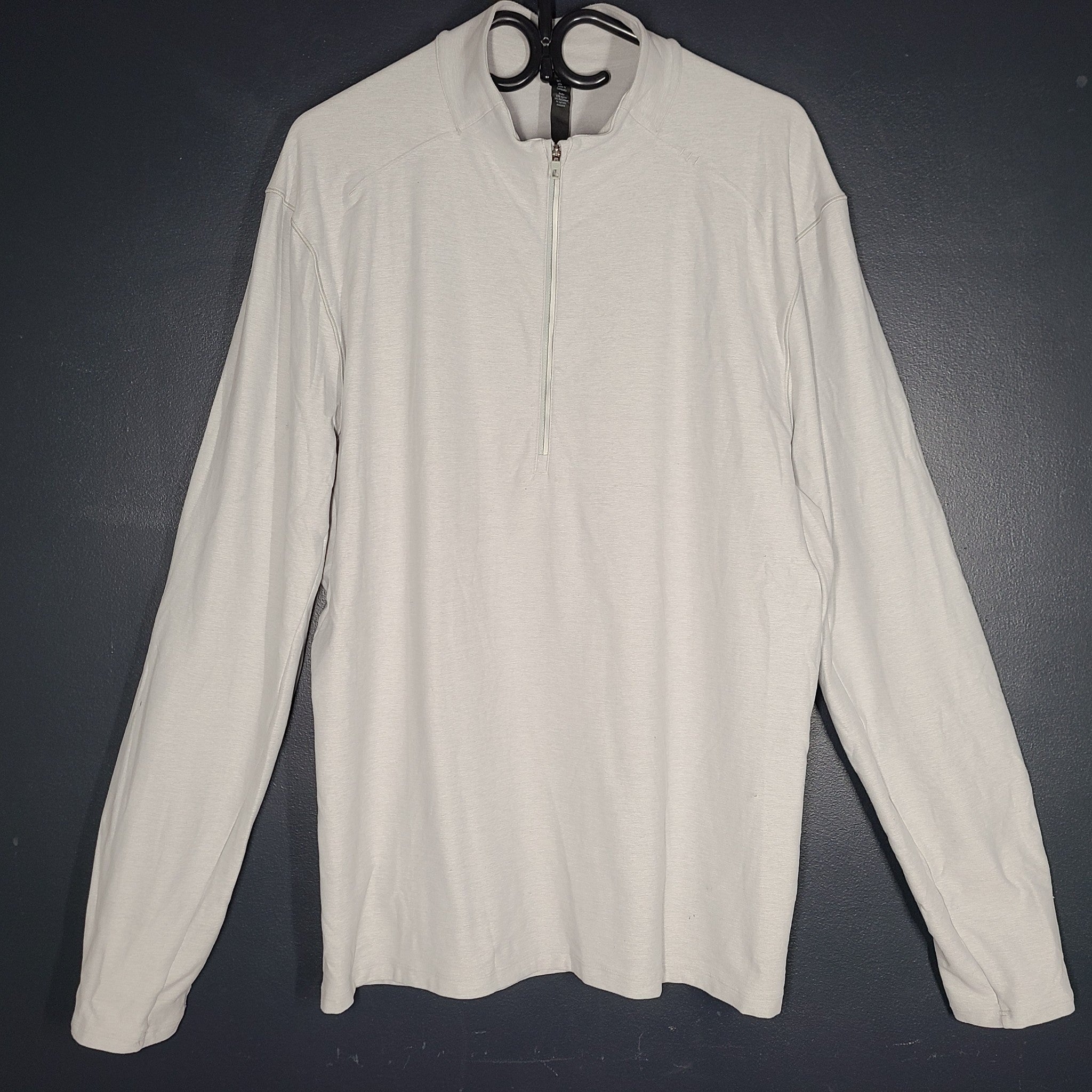 Lululemon Men's Surge Warm 1/2 Zip Pullover Heathered Sea Salt Sz XL
