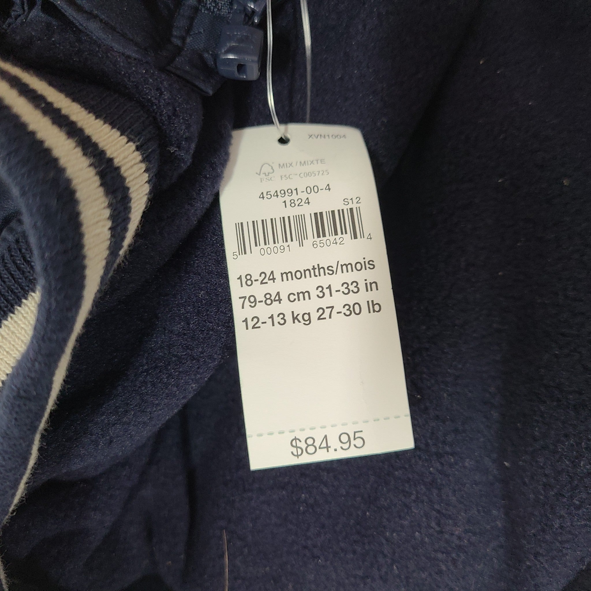 Gap Toddlers' Quilted Puffer Jacket Hooded Fleece Lined Blue Sz 18-24