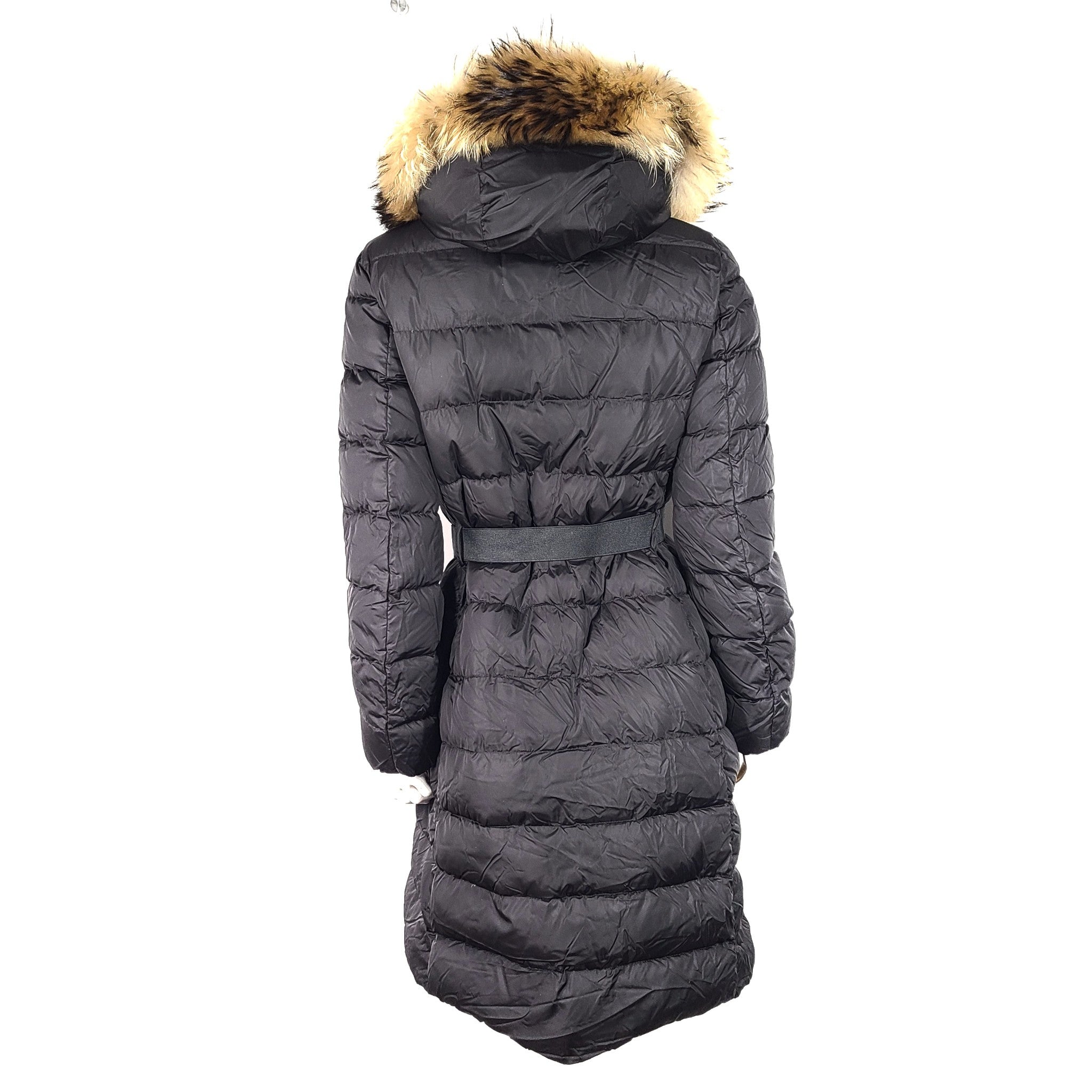 Authentic Moncler Khloe Shearling Long Down Jacket with Fur Black Sz 2 (US Sz M)
