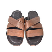Salvatore Ferragamo Men's Filone Slipper Slide Sandal Leather Slides Brown US 9