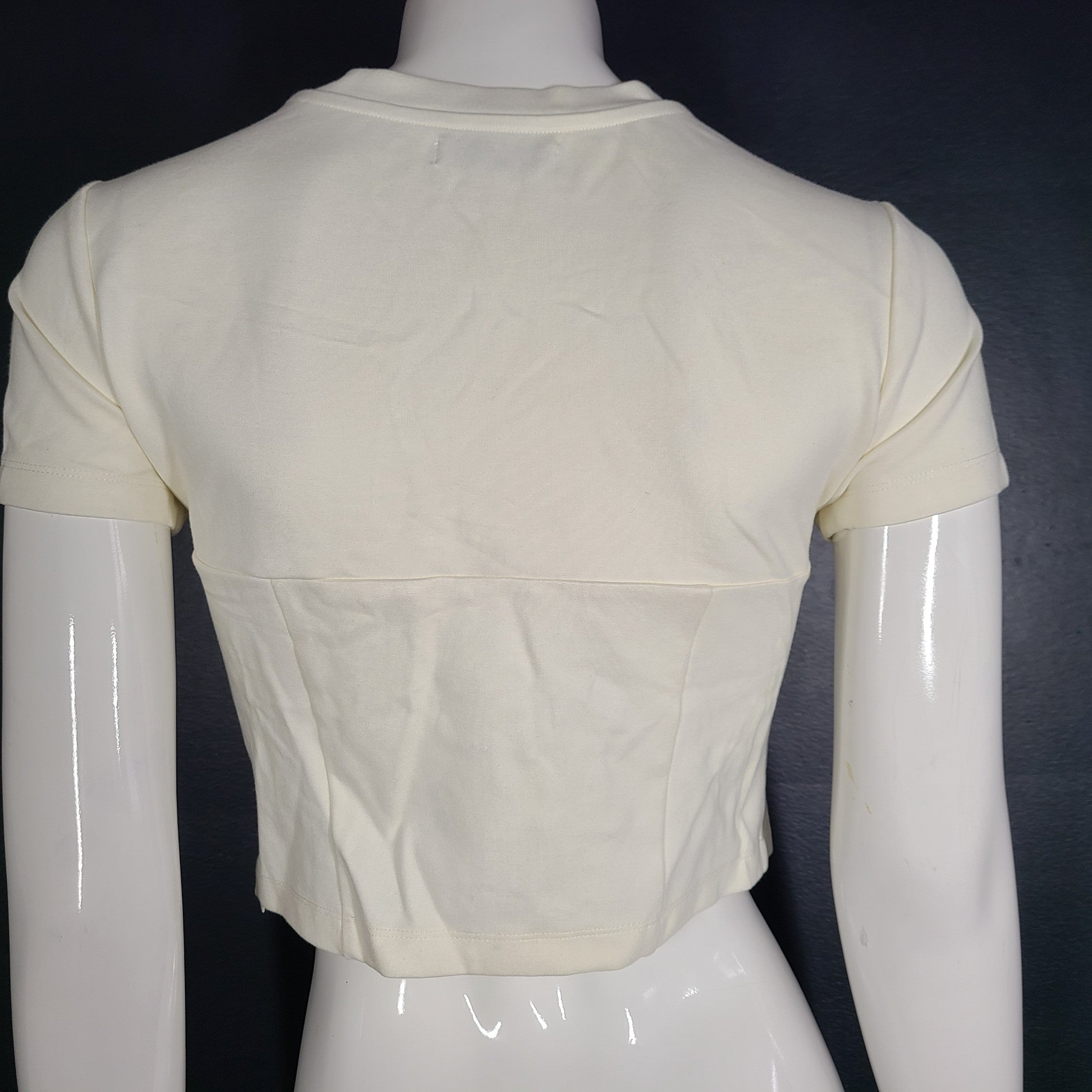 AREA Women's Crystal Embellished Bustier Cup Cropped Top White Sz L