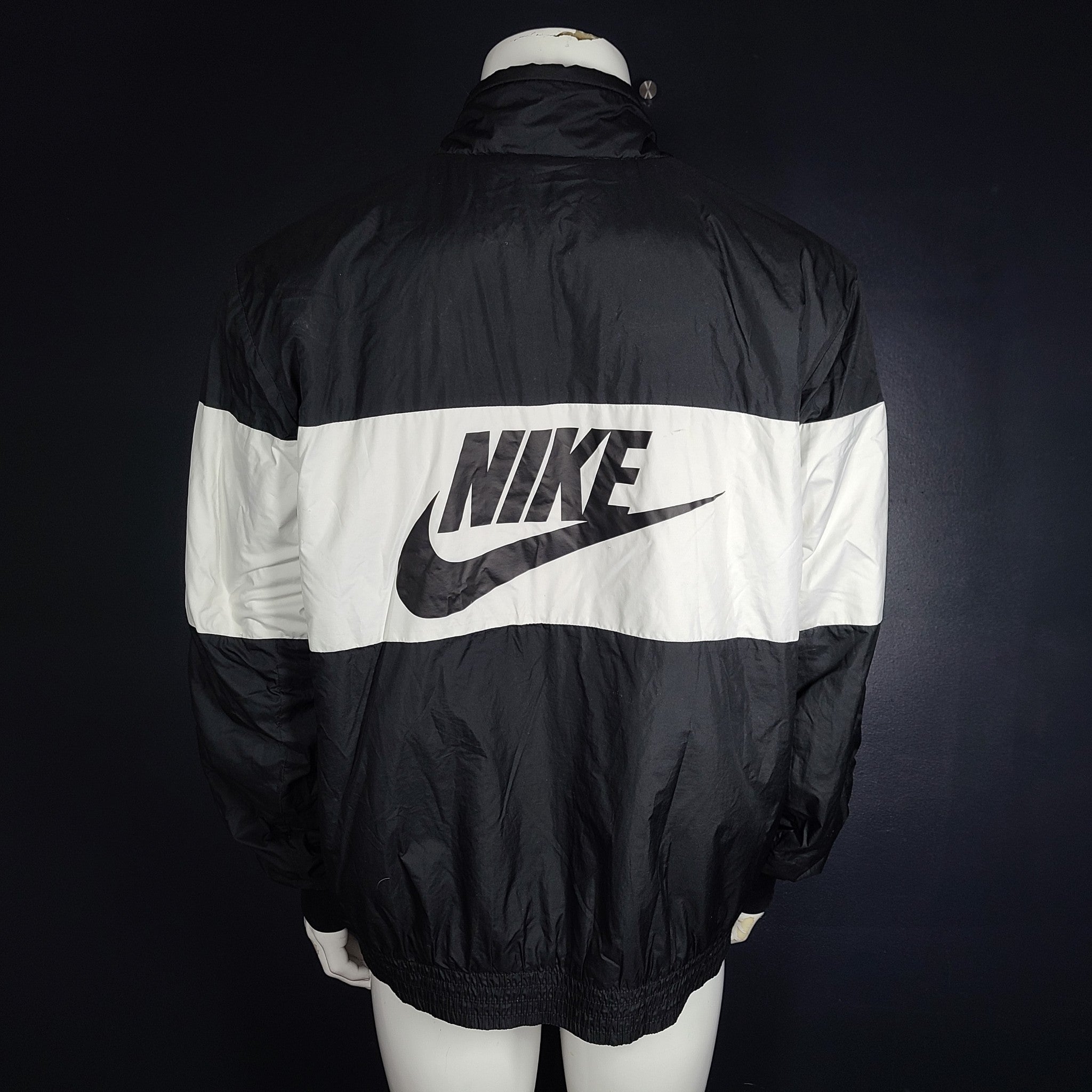 Nike Men's Bomber Jacket Lined Windrunner Warm Sport CD9234-010 Black/White XL