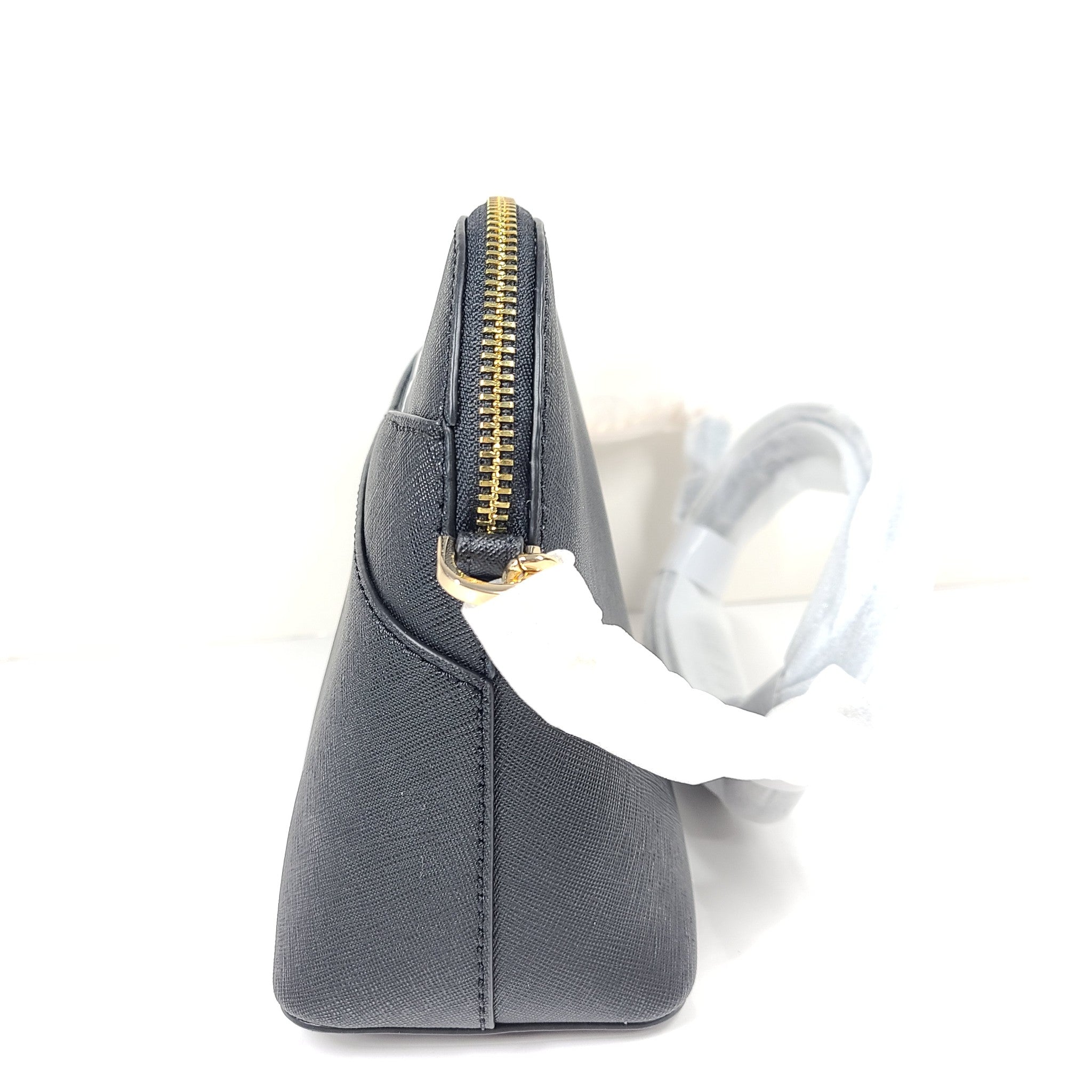 Michael Kors Jet Set Travel Medium Dome Leather Crossbody Bag Black