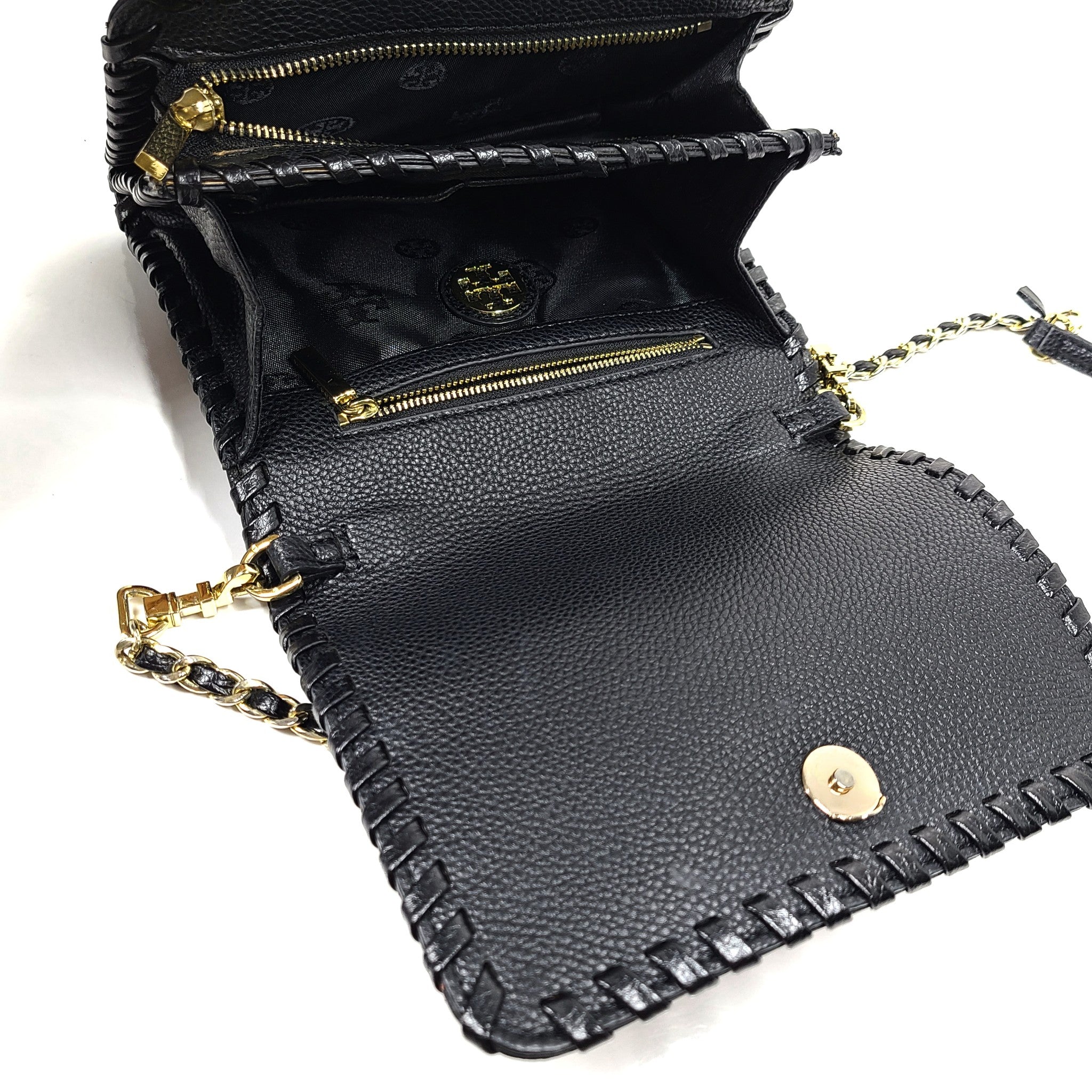 Tory Burch Marion Combo Crossbody Bag Leather Black