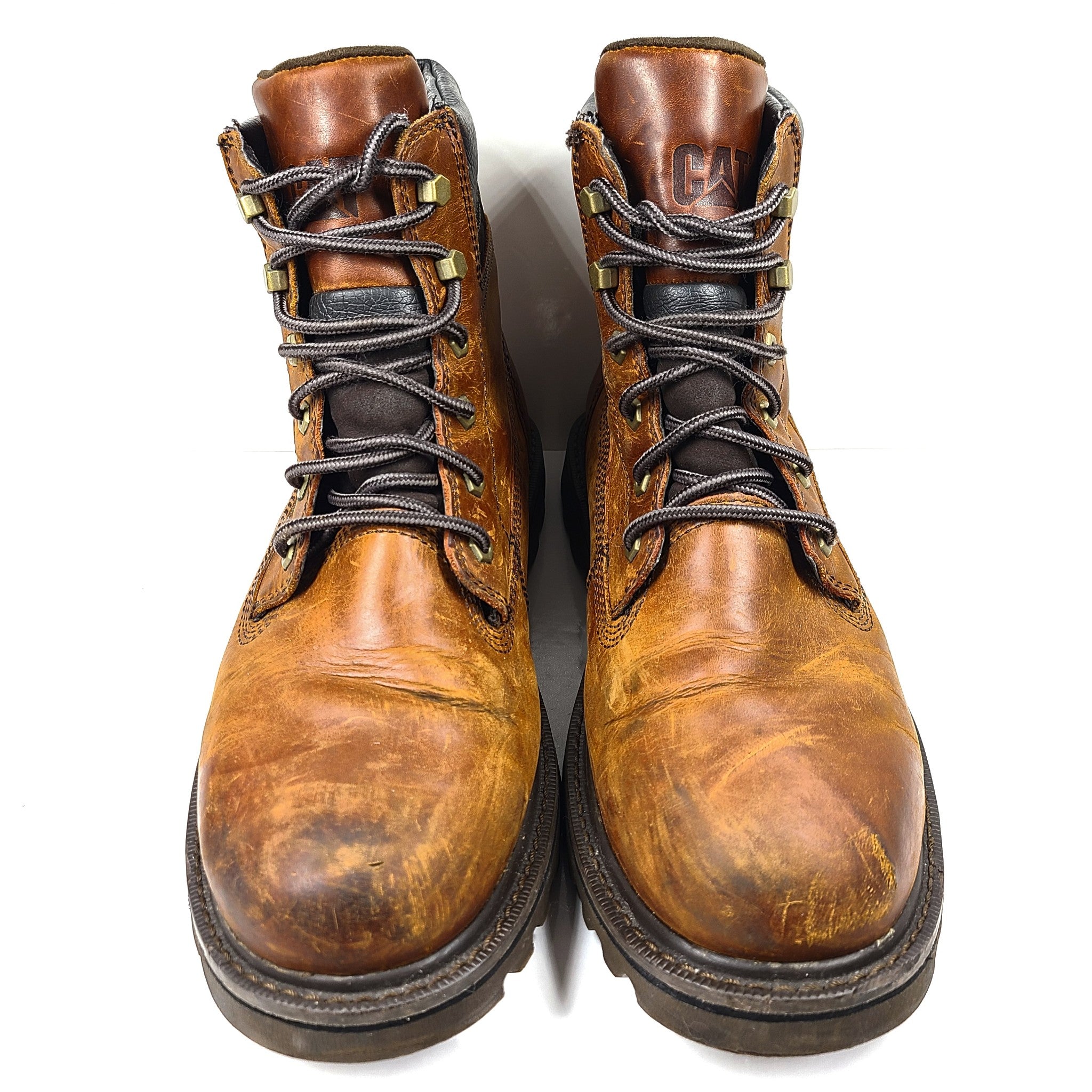 Caterpillar CAT Men's Deplete Work Boots 6in Leather Waterproof Brown 721722 12