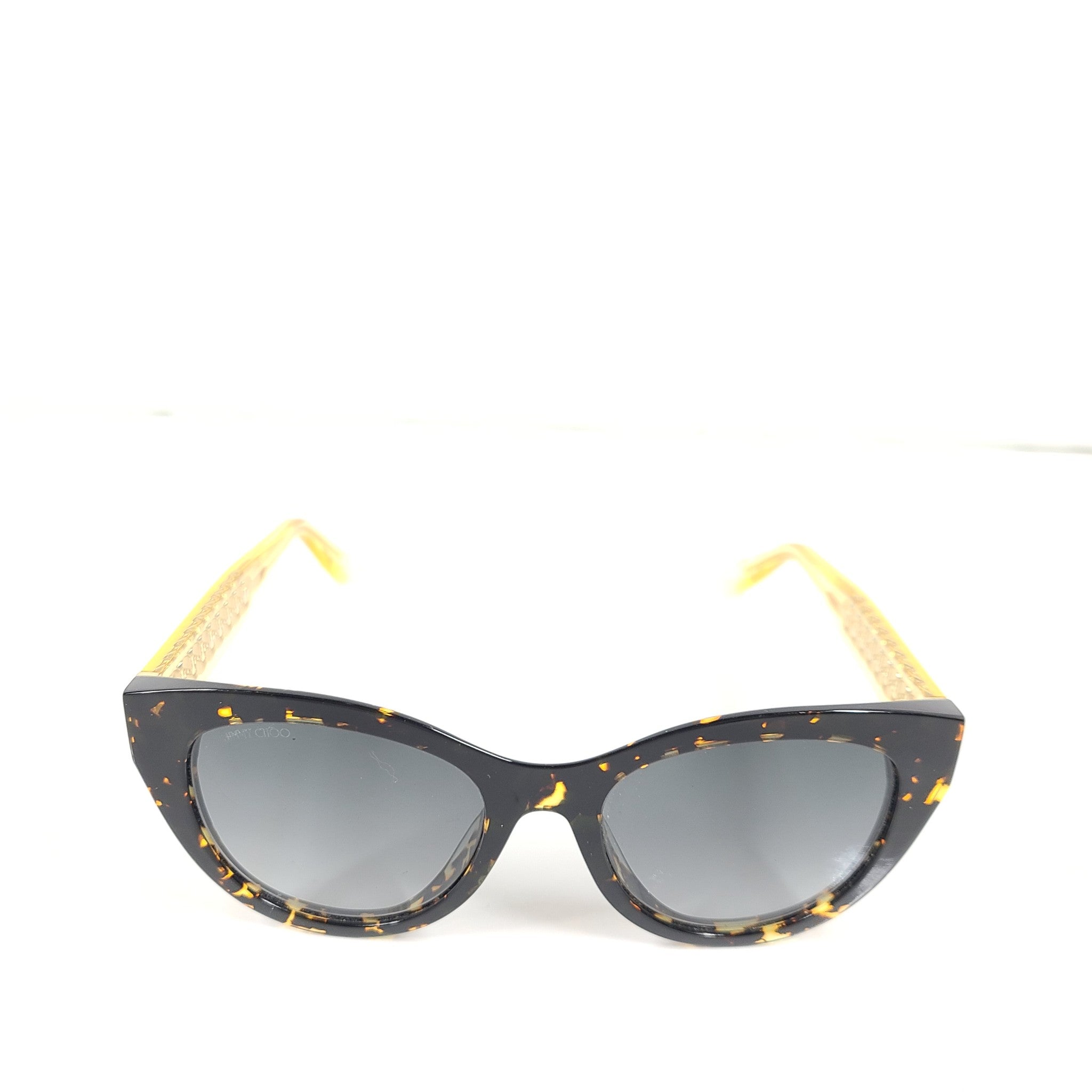 Jimmy Choo CHANA/S Sunglasses Yellow Crystal Gold Chain Brown Tortoise Havana