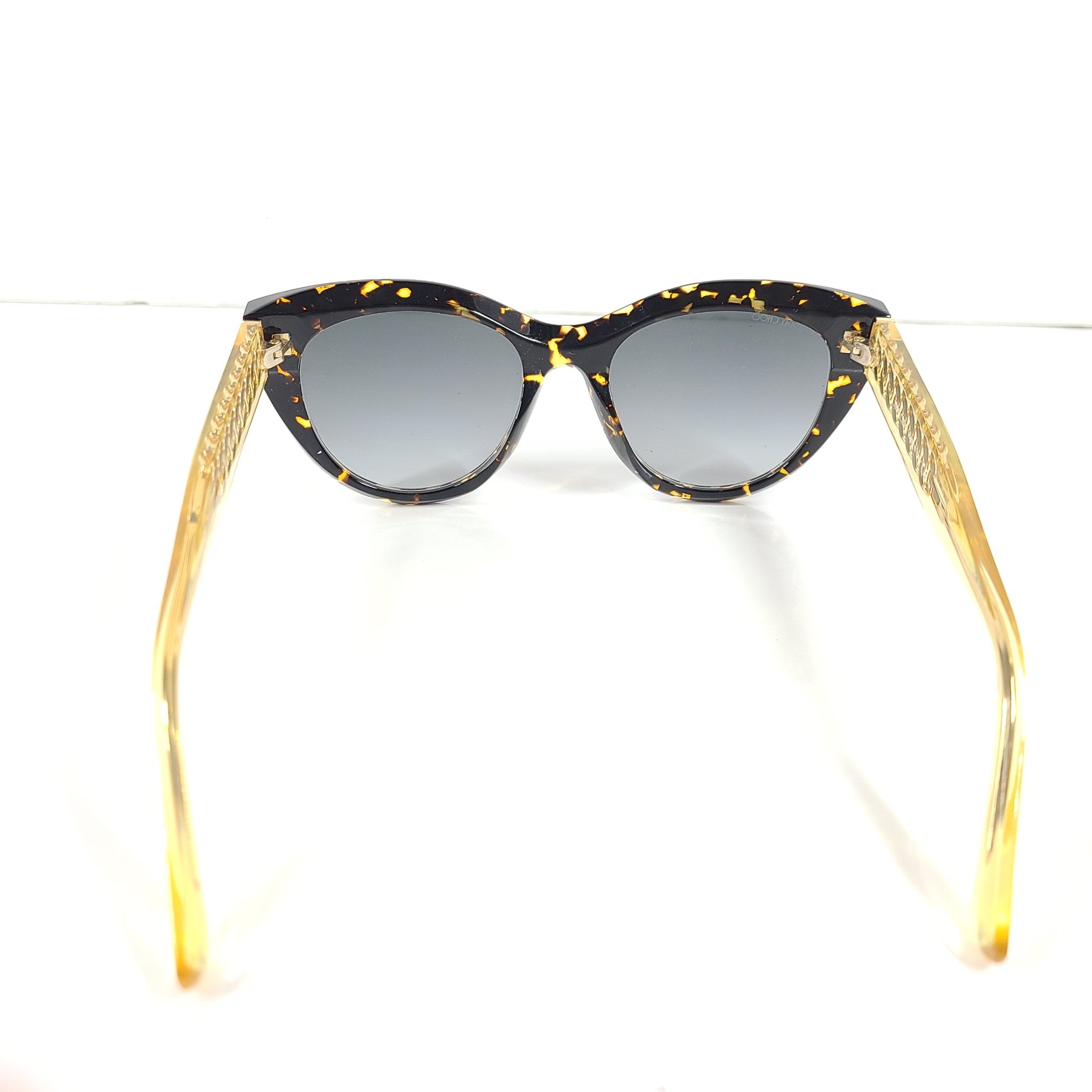 Jimmy Choo CHANA/S Sunglasses Yellow Crystal Gold Chain Brown Tortoise Havana