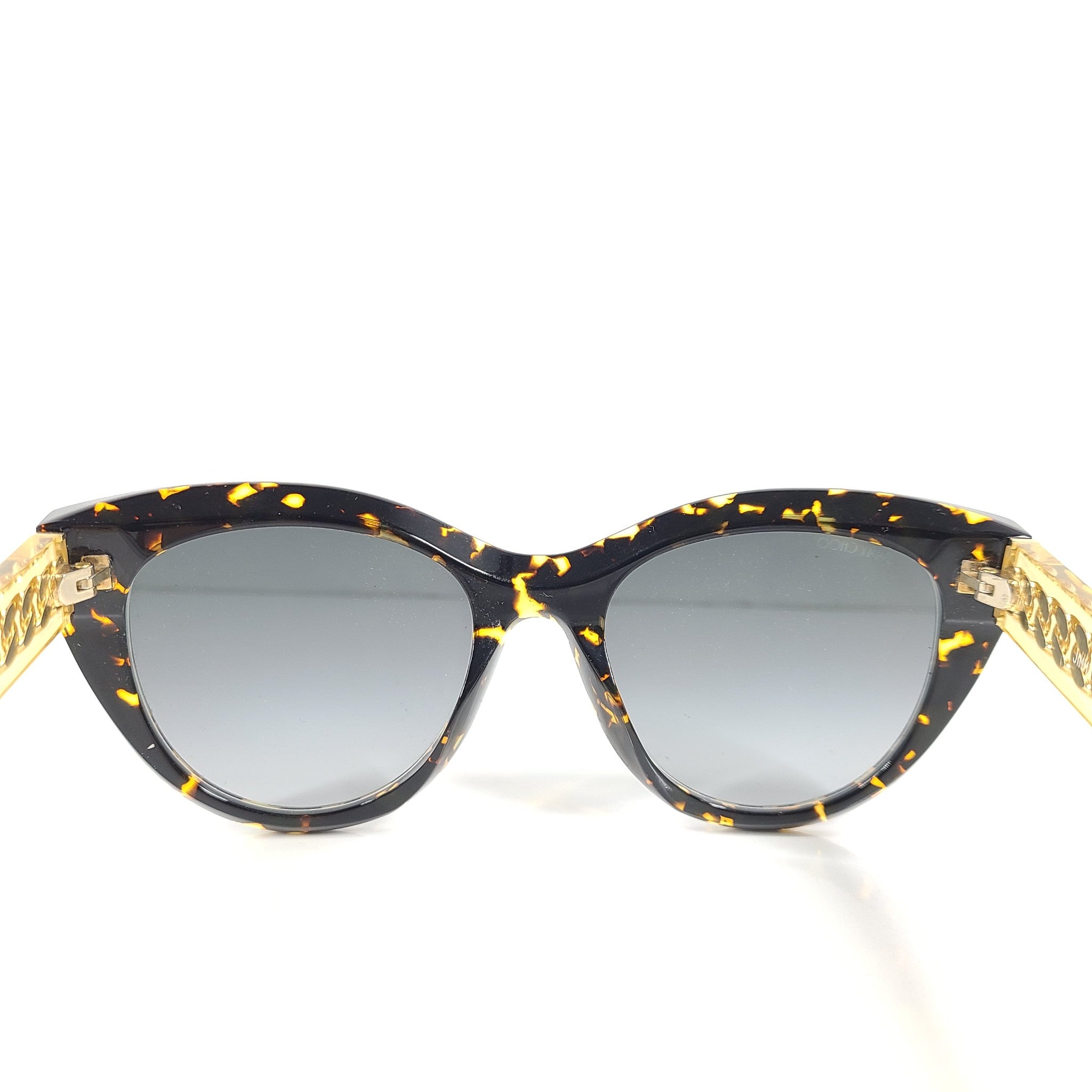 Jimmy Choo CHANA/S Sunglasses Yellow Crystal Gold Chain Brown Tortoise Havana