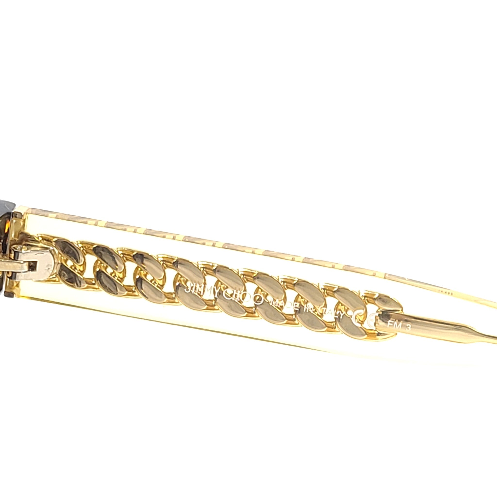 Jimmy Choo CHANA/S Sunglasses Yellow Crystal Gold Chain Brown Tortoise Havana