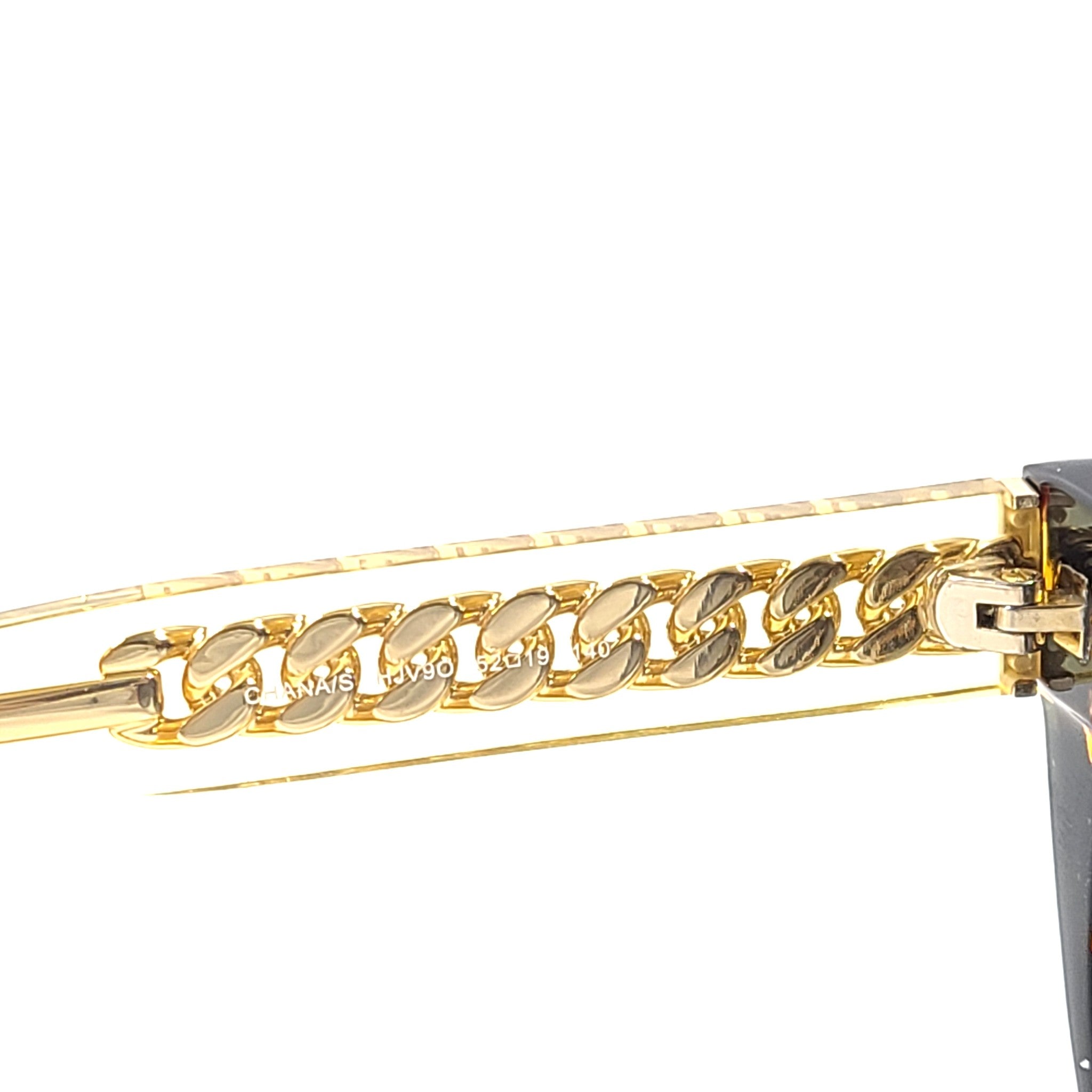 Jimmy Choo CHANA/S Sunglasses Yellow Crystal Gold Chain Brown Tortoise Havana