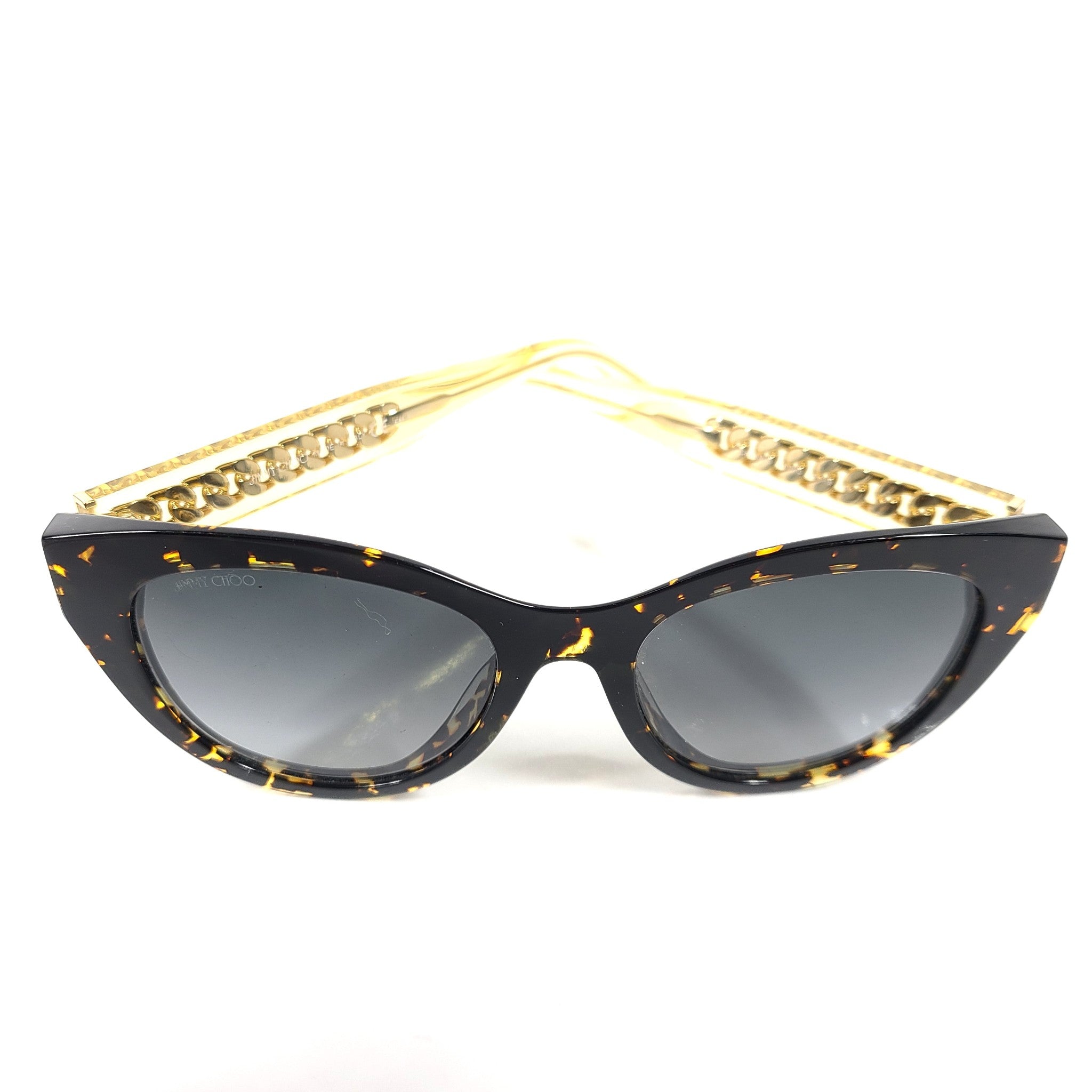 Jimmy Choo CHANA/S Sunglasses Yellow Crystal Gold Chain Brown Tortoise Havana