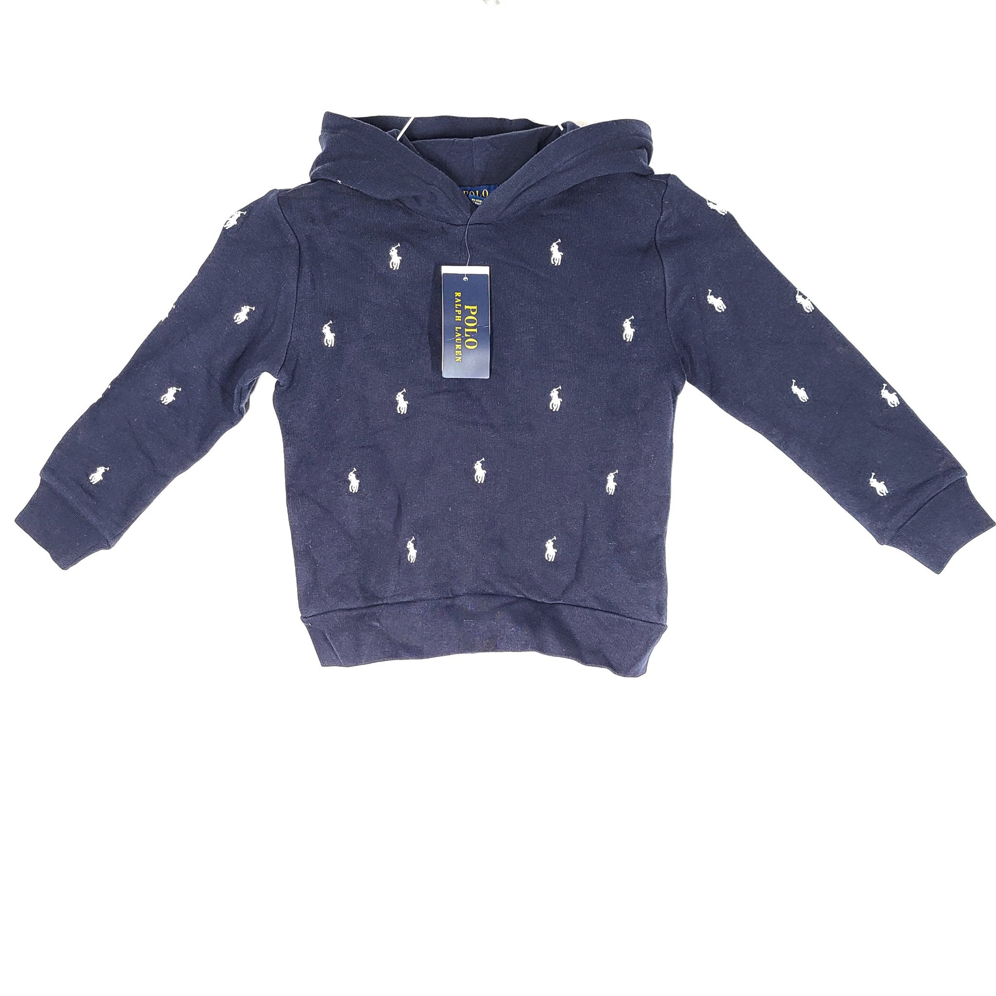 Polo Ralph Lauren Kids Multi Pony Fleece Hoodie Pullover Navy Blue Sz 5