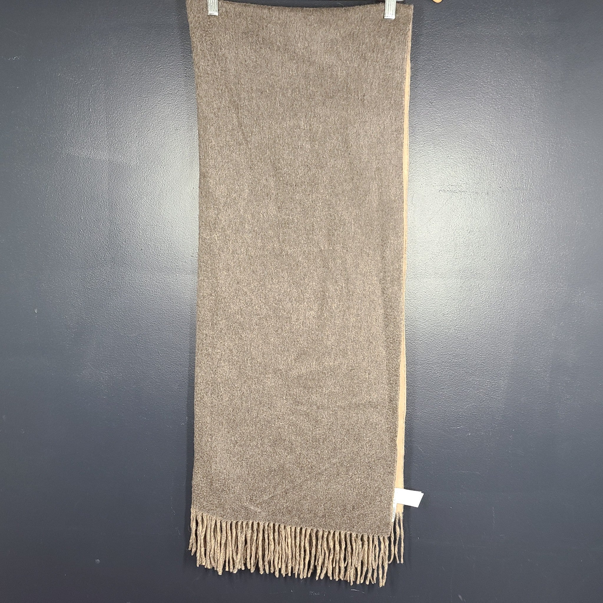 Laurel 100% Cashmere Scarf 72" Rectangle Soft Shawl Pashmina Wrap Beige & Gray