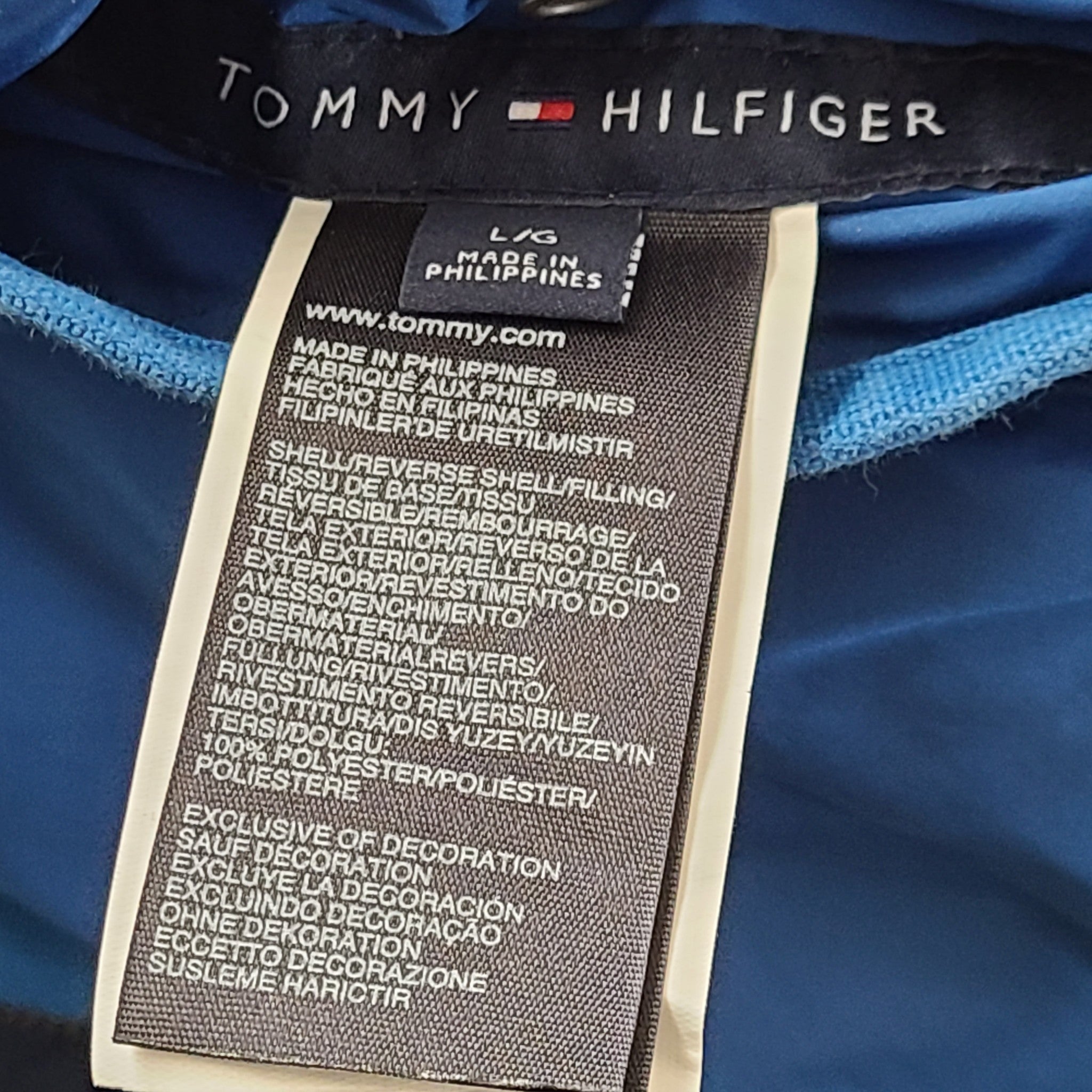 Tommy Hilfiger Men's Reversible Water Resistant Windbreaker Jacket Blue Sz L