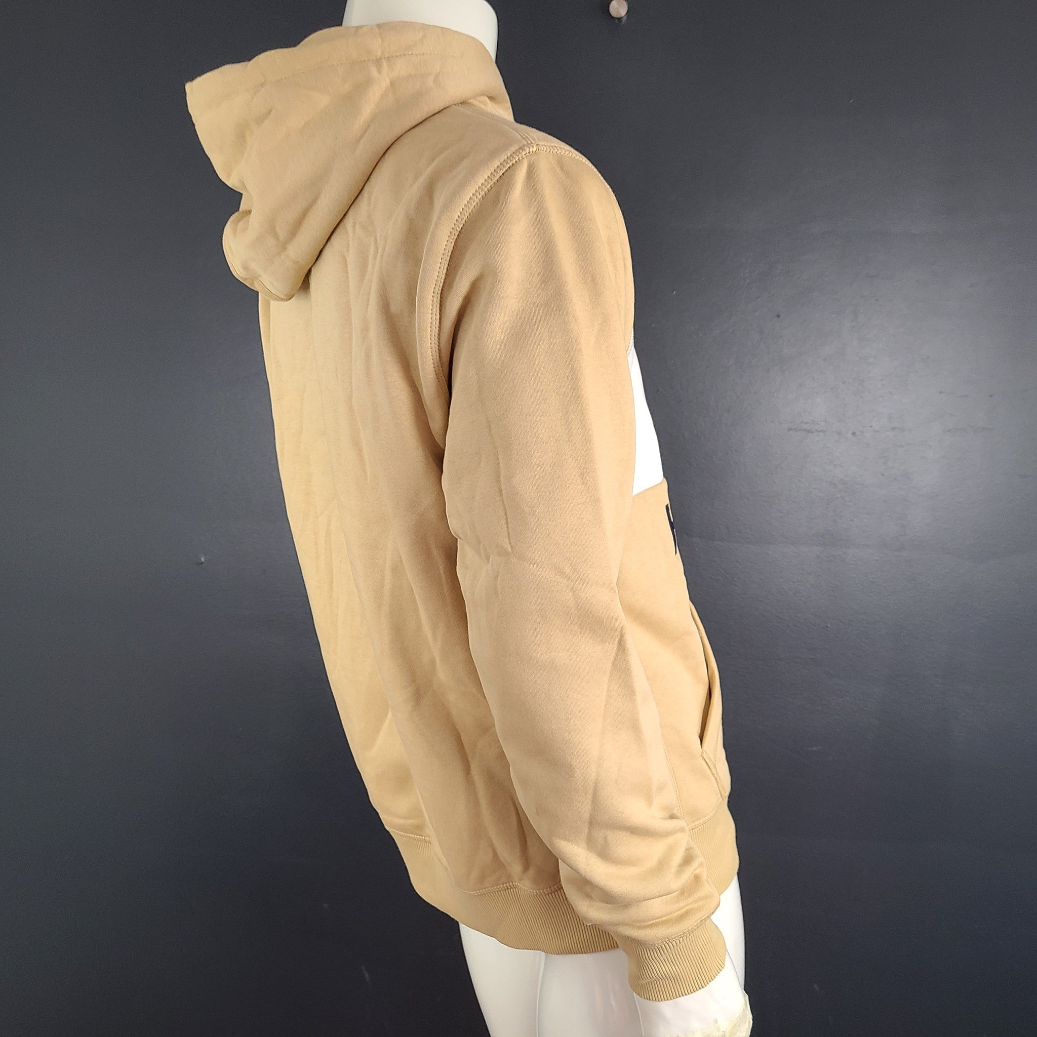 Tommy Hilfiger Men's Flag Hoodie Sweater Sweatshirt Fleece Lined Beige Sz M