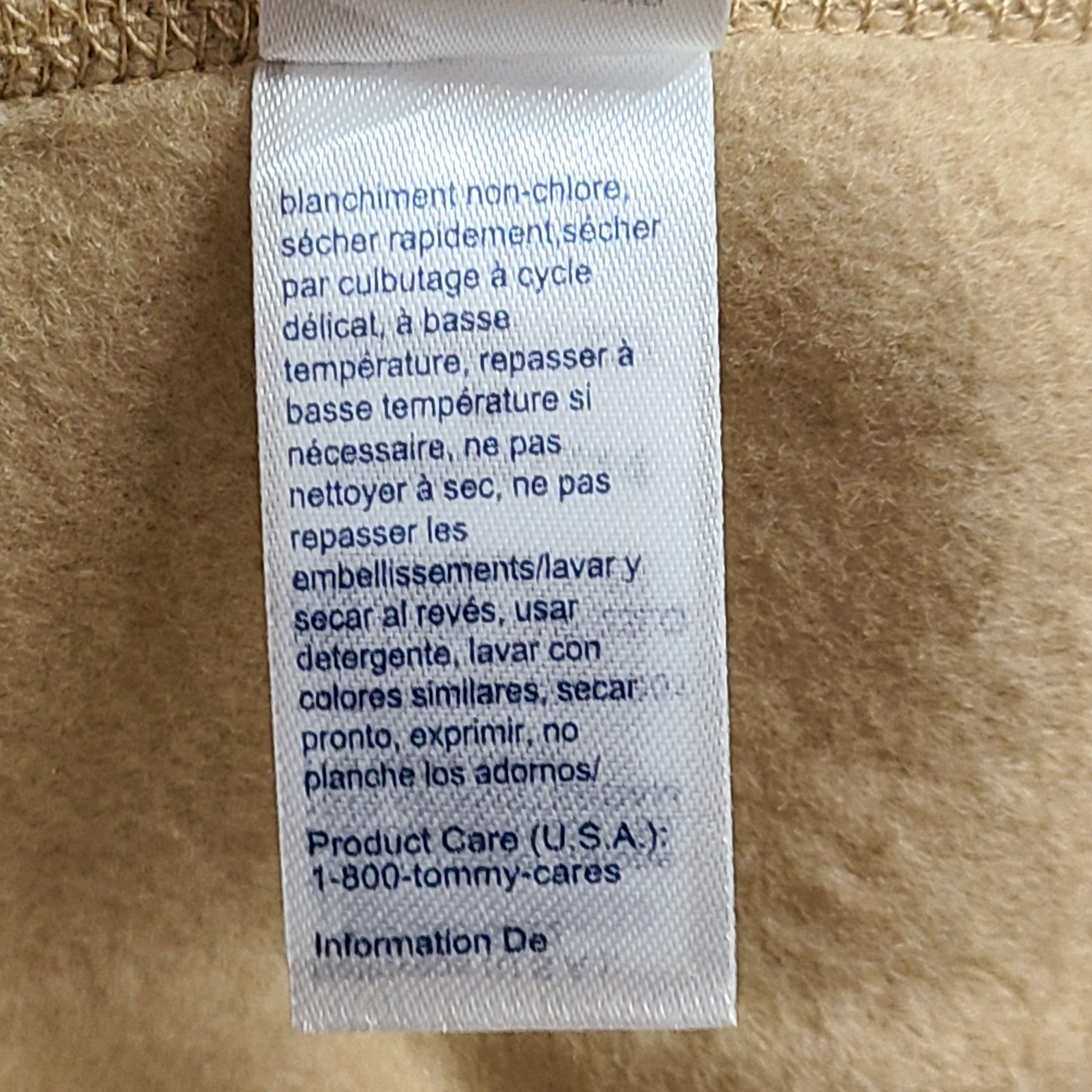 Tommy Hilfiger Men's Flag Hoodie Sweater Sweatshirt Fleece Lined Beige Sz M