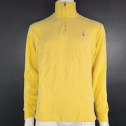 Polo Ralph Lauren Men's Jersey Quarter-Zip Pullover Sweater LS Shirt Yellow Sz M