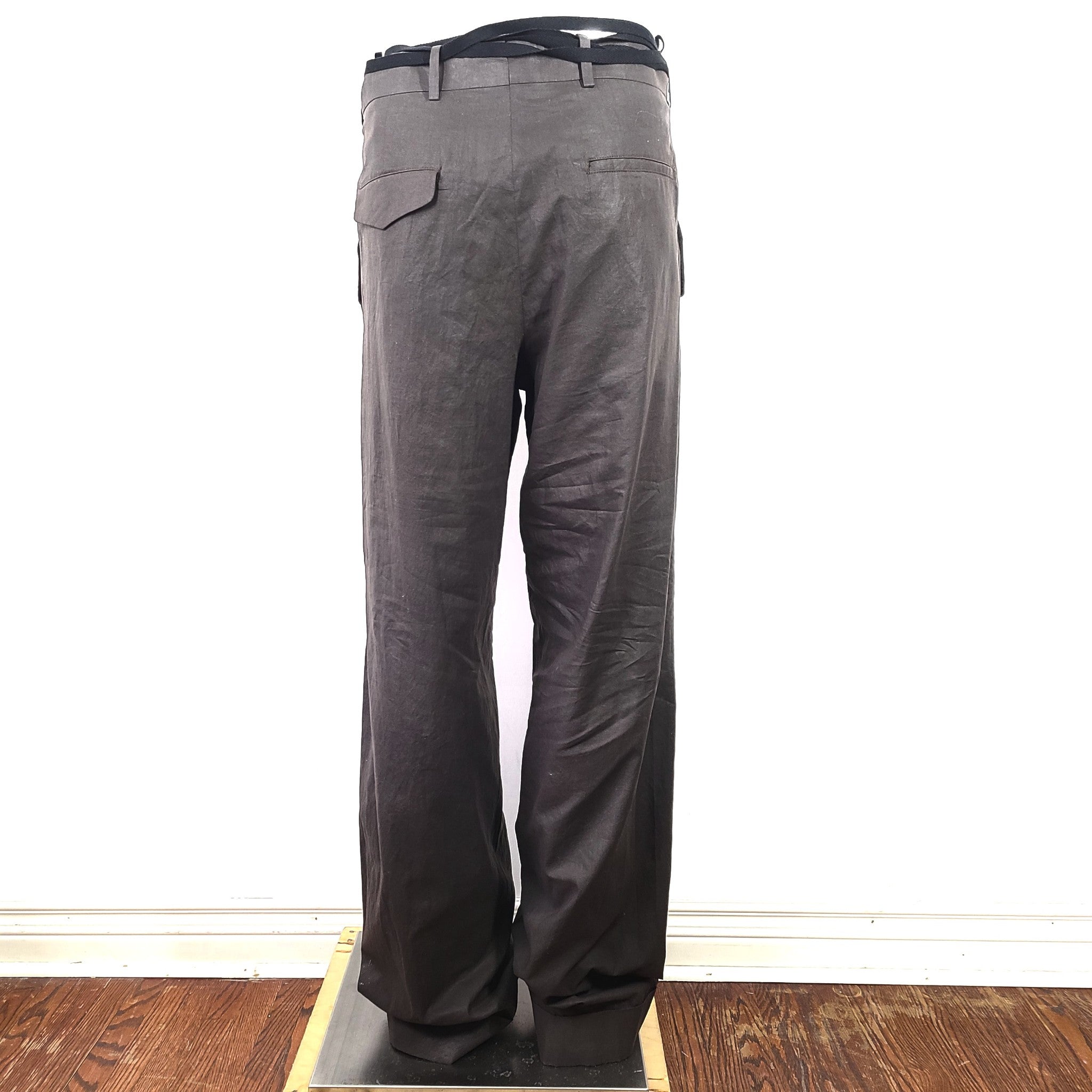 Ann Demeulemeester Men's Leon Comfort Fit Trousers Pants Long Cotton Brown Sz 32