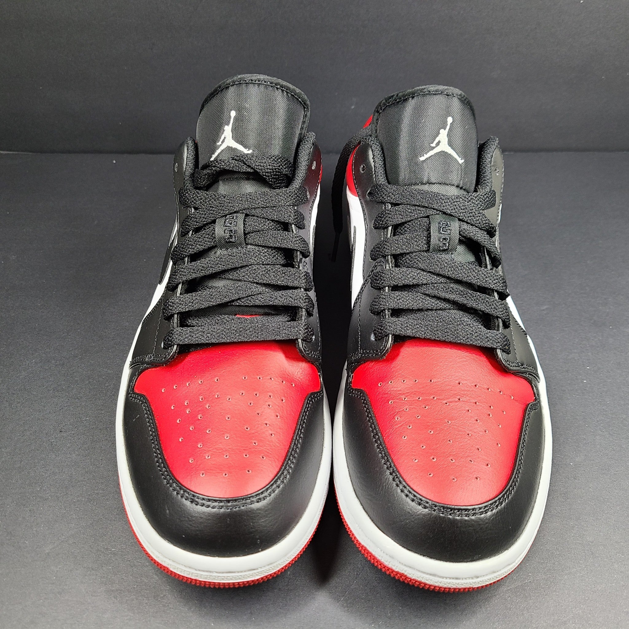 Nike Men's Air Jordan 1 Low "Bred Toe" 553558-612 Gym Red/White-Black Sz 10
