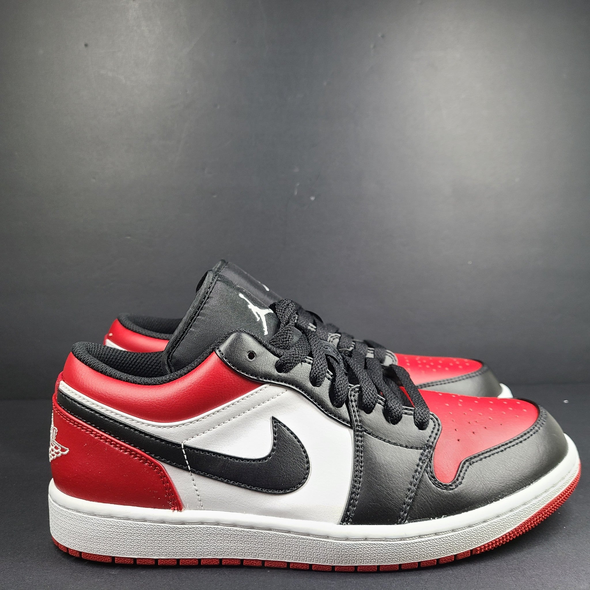 Nike Men's Air Jordan 1 Low "Bred Toe" 553558-612 Gym Red/White-Black Sz 10