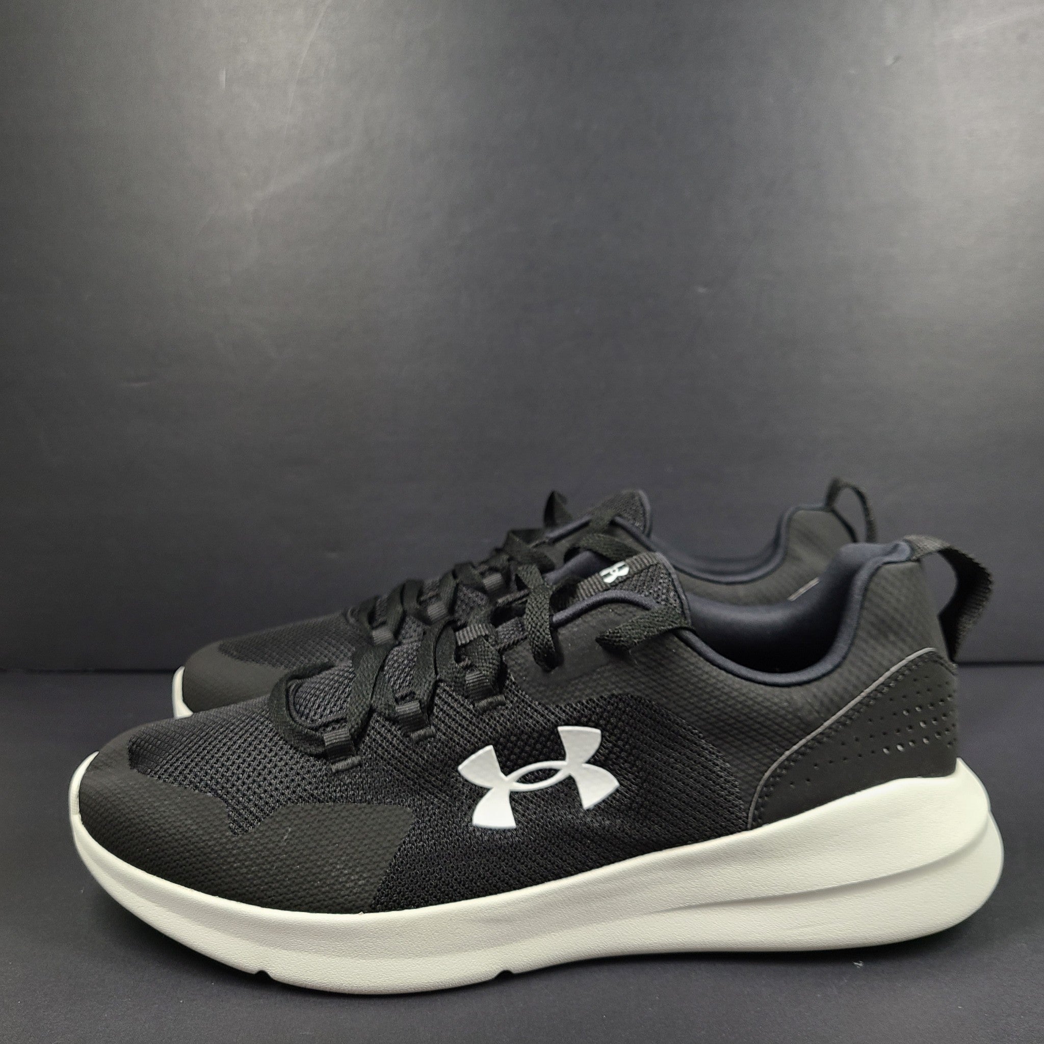 Under Armour Men's UA Essential 'Black White' Sneakers Shoes 3022954-001 Sz 12