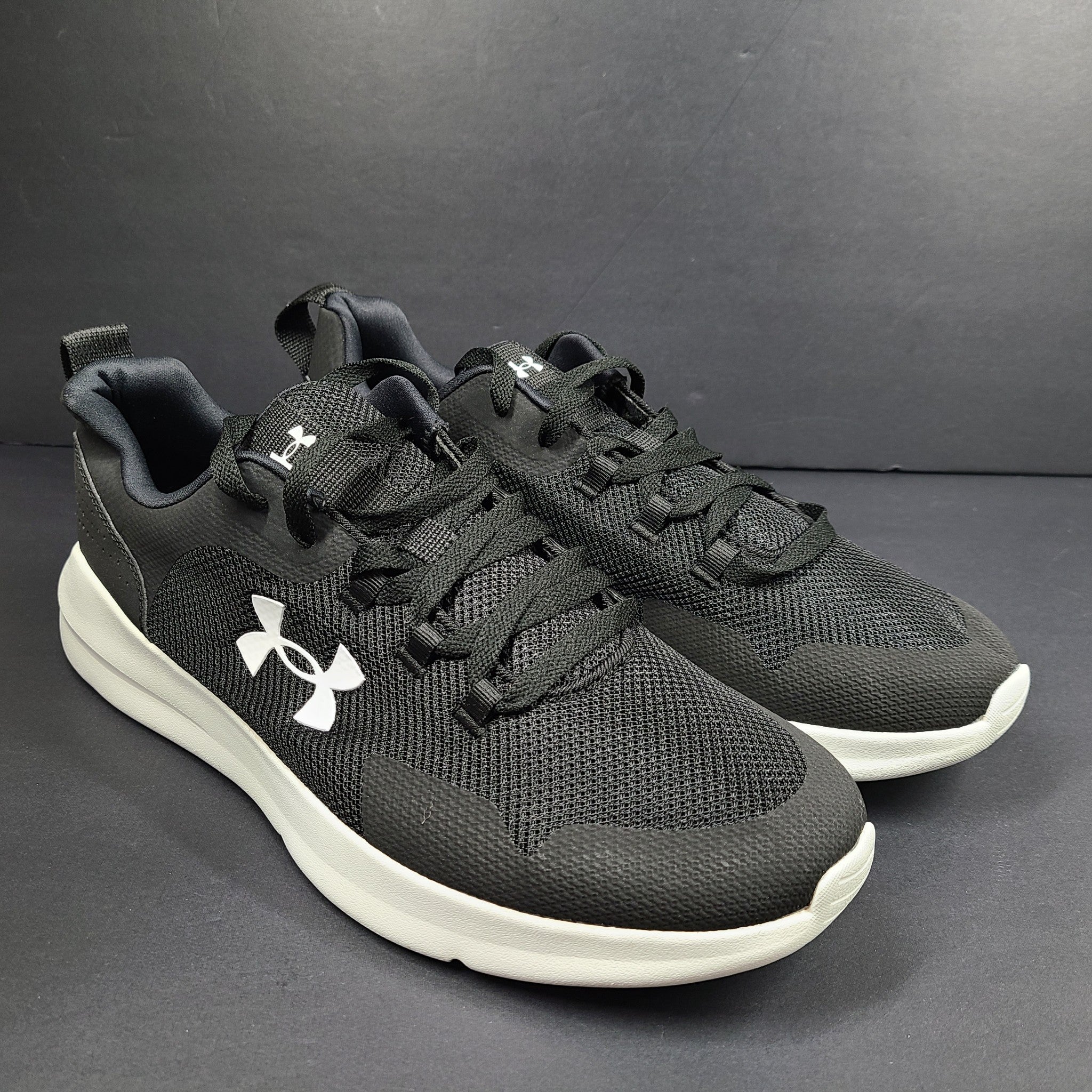 Under Armour Men's UA Essential 'Black White' Sneakers Shoes 3022954-001 Sz 12