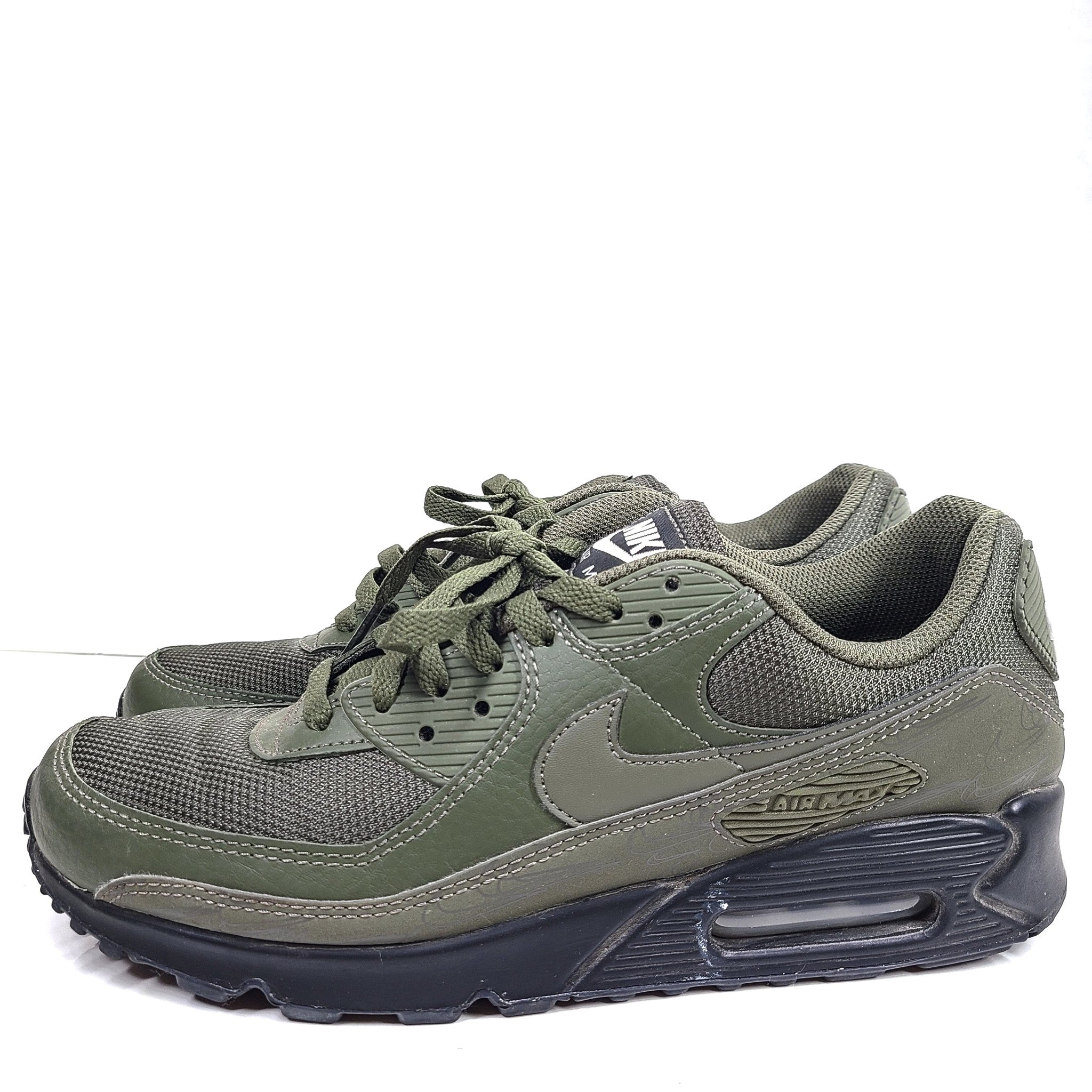 Nike Men's Air Max 90 Shoes Running Sneakers DZ4504-300 Olive Reflective Sz 9.5