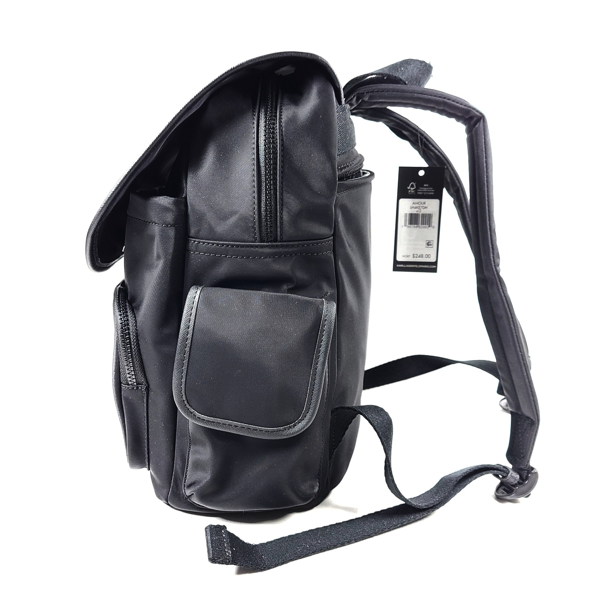 Karl Lagerfeld Paris Amour Medium Backpack Nylon LH4KE7DH Logo Design Black