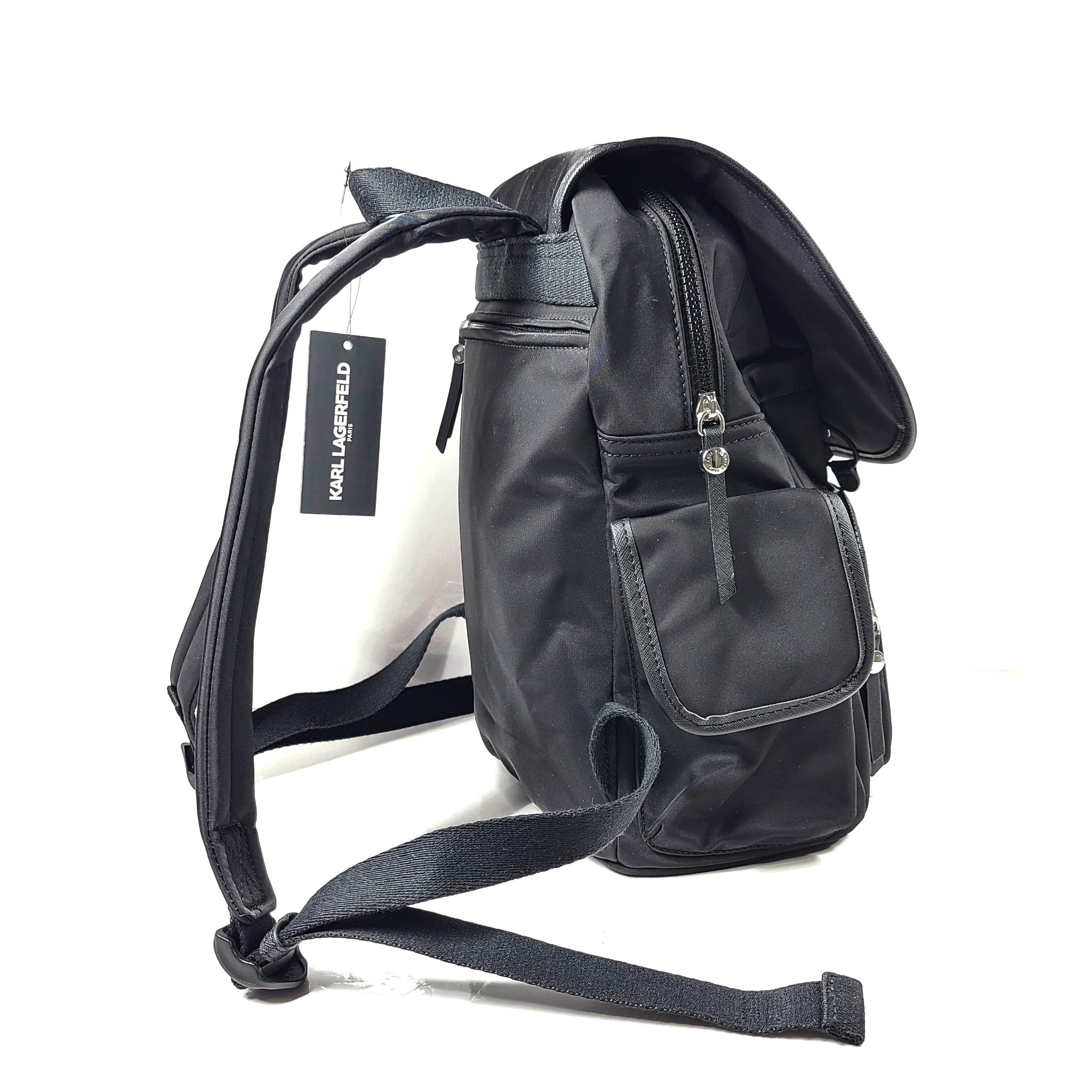 Karl Lagerfeld Paris Amour Medium Backpack Nylon LH4KE7DH Logo Design Black