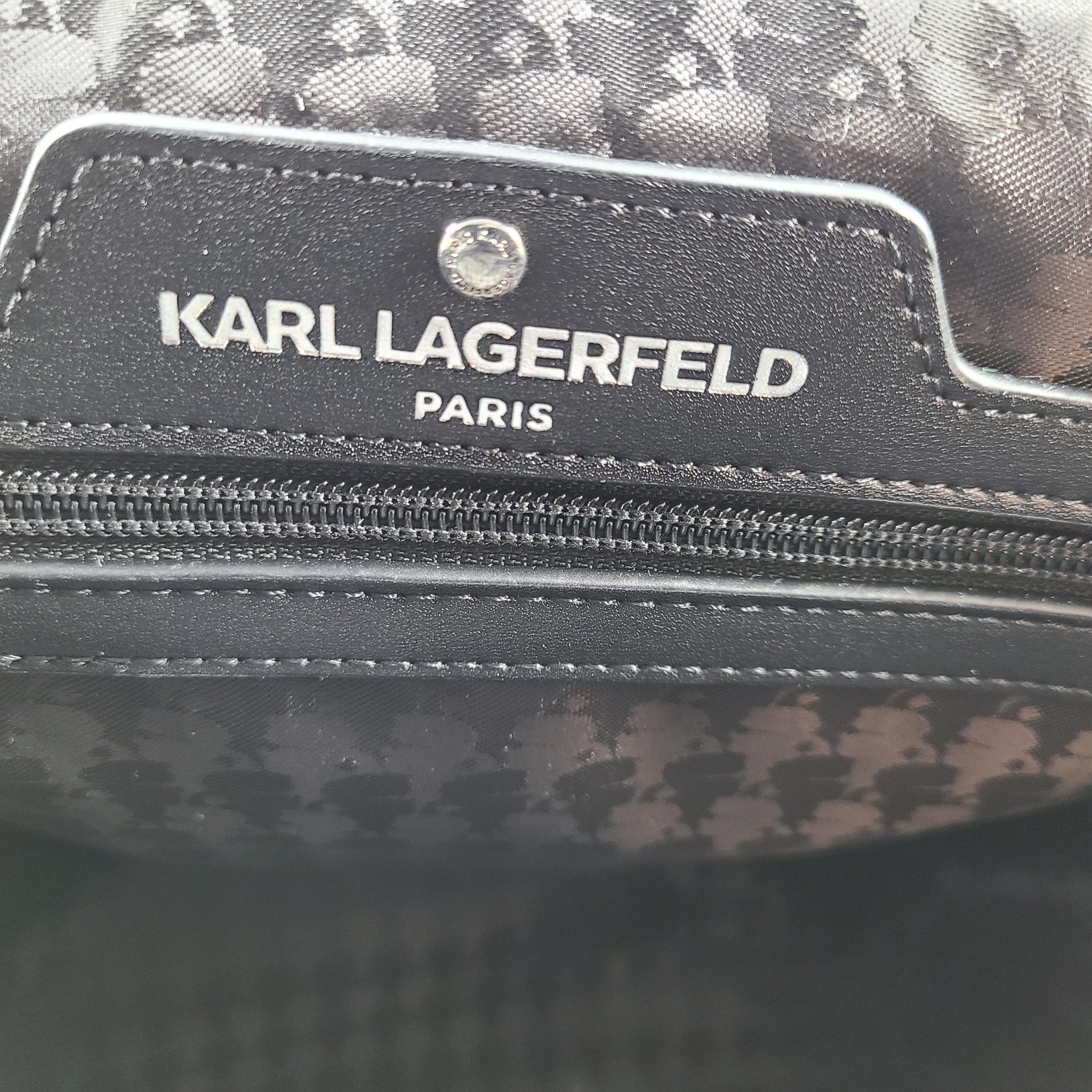 Karl Lagerfeld Paris Amour Medium Backpack Nylon LH4KE7DH Logo Design Black