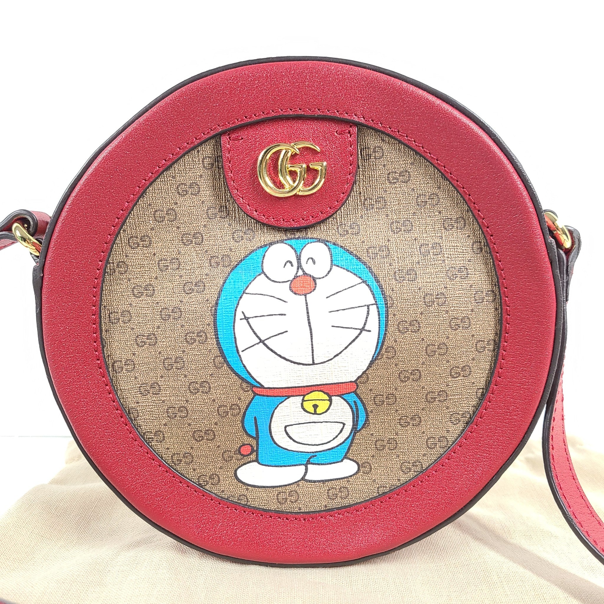 Authentic GUCCI GG Supreme Doraemon Ophidia Round Crossbody Shoulder Bag